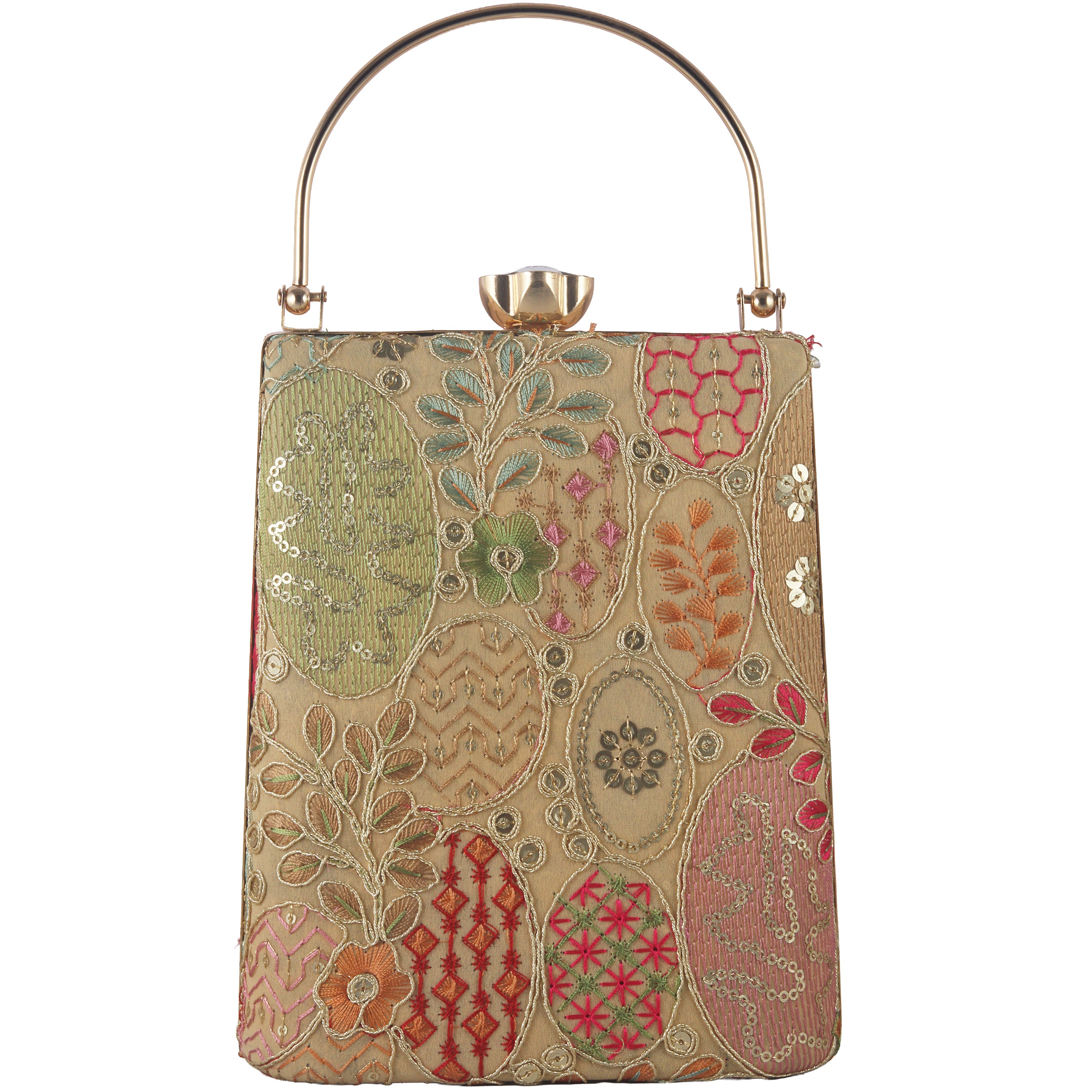 Artisanal Embroidered Box Evening Bag