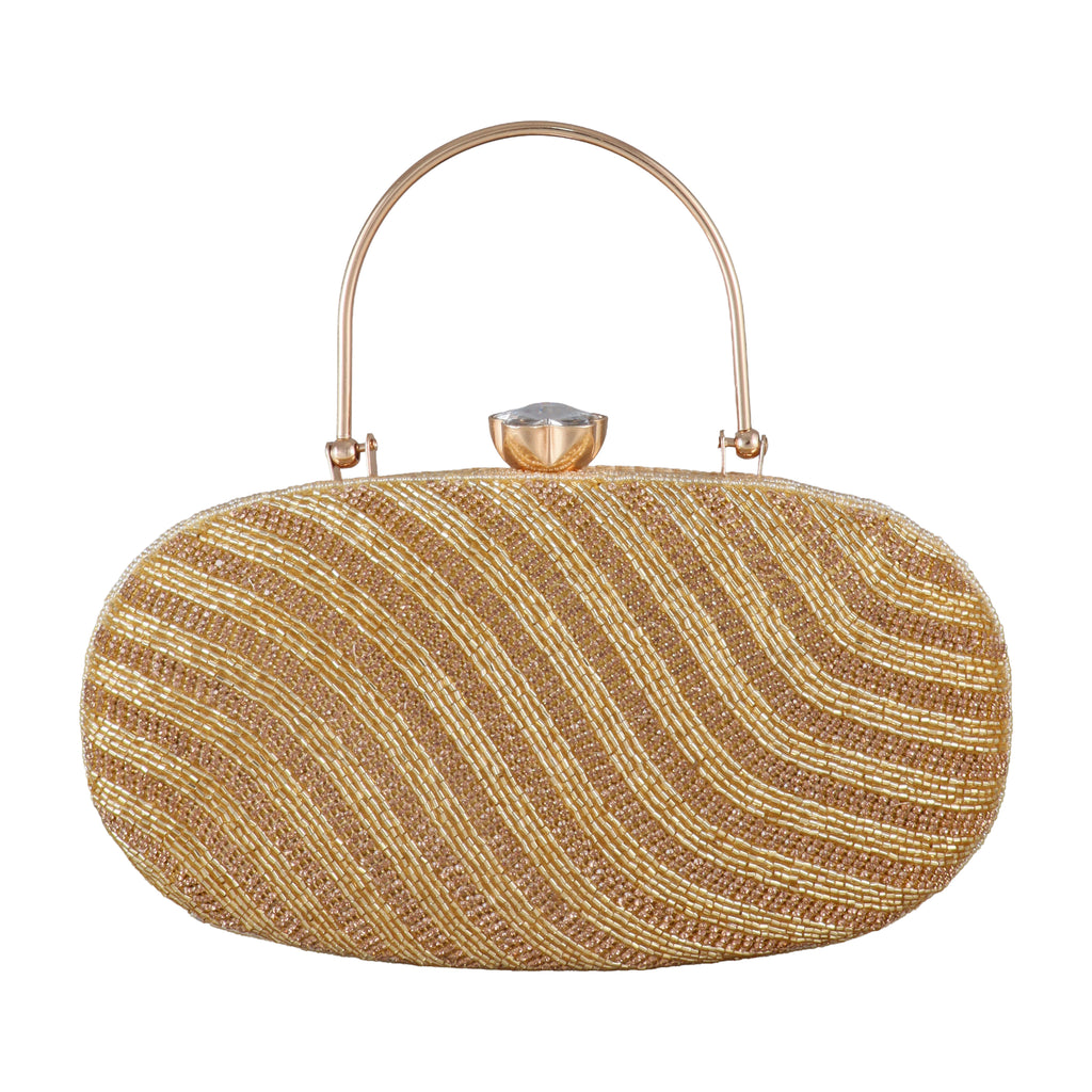 Serpentine Shimmer Hand-Beaded Evening Clutch