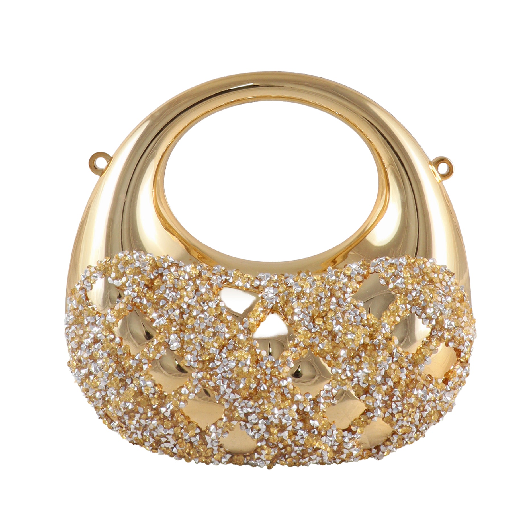 Aura Crystal Embellished Crescent Clutch Bag