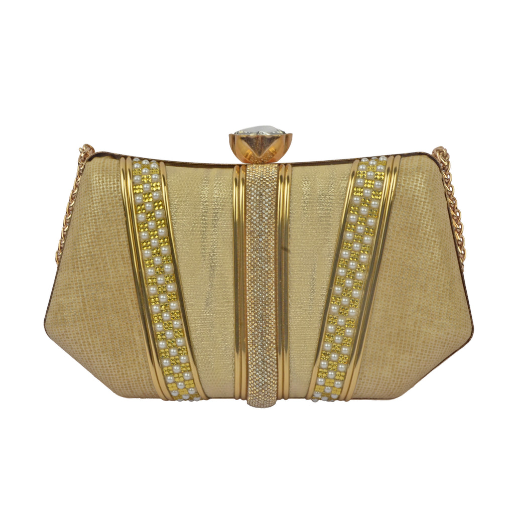 The Iris Metallic Chevron Evening Clutch