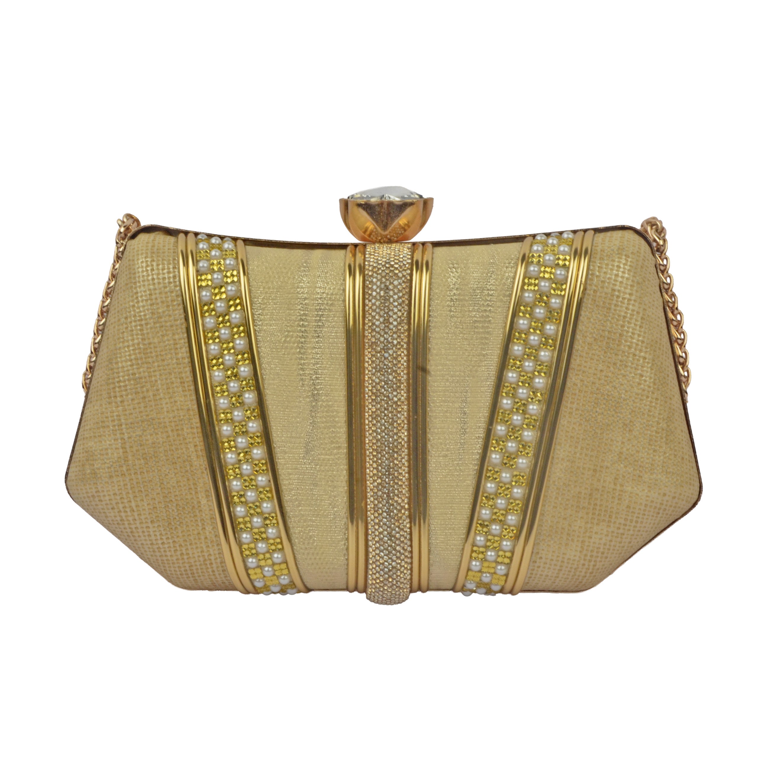 The Iris Metallic Chevron Evening Clutch