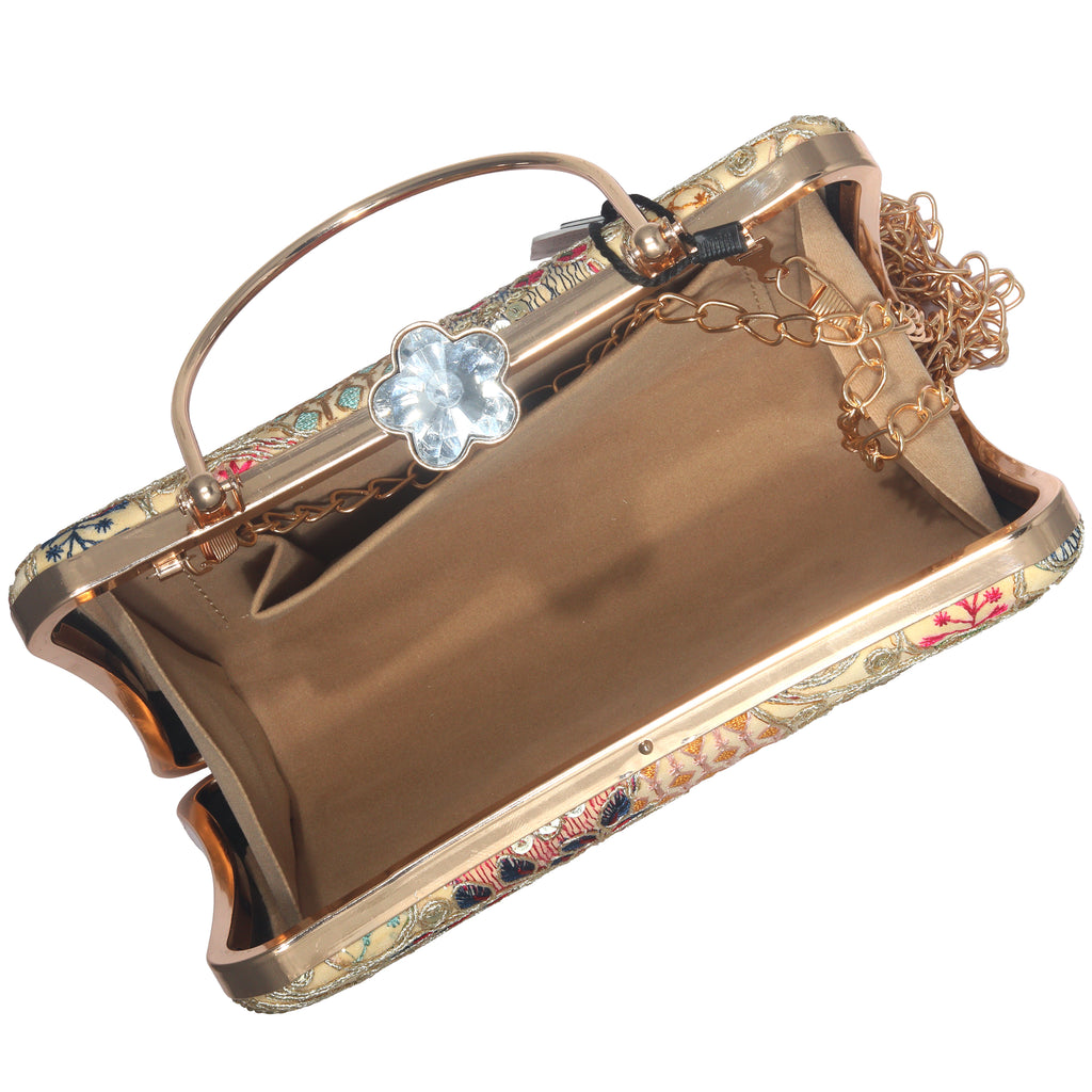 Handcrafted embroidered design with floral & patchwork detailing