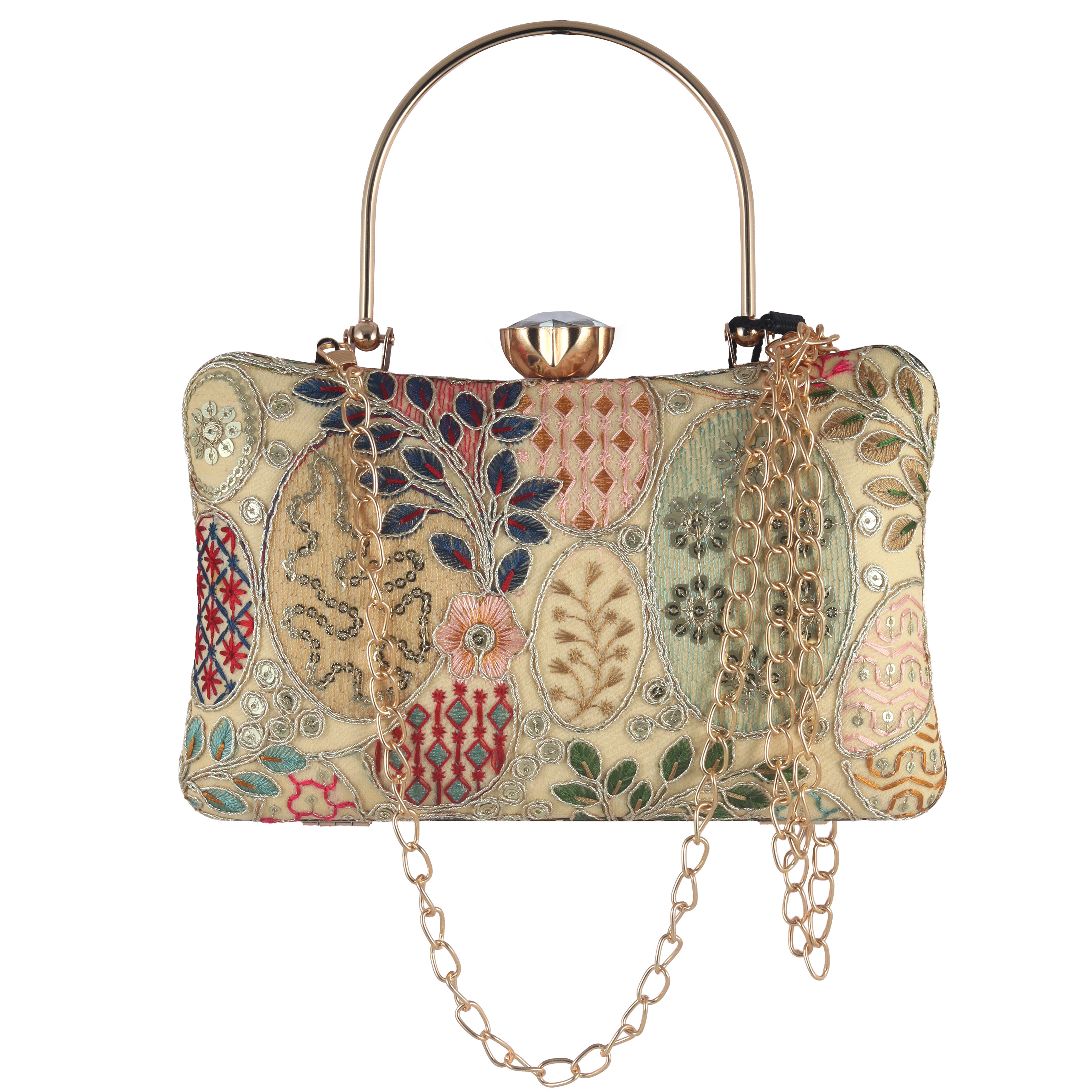 Handcrafted embroidered design with floral & patchwork detailing