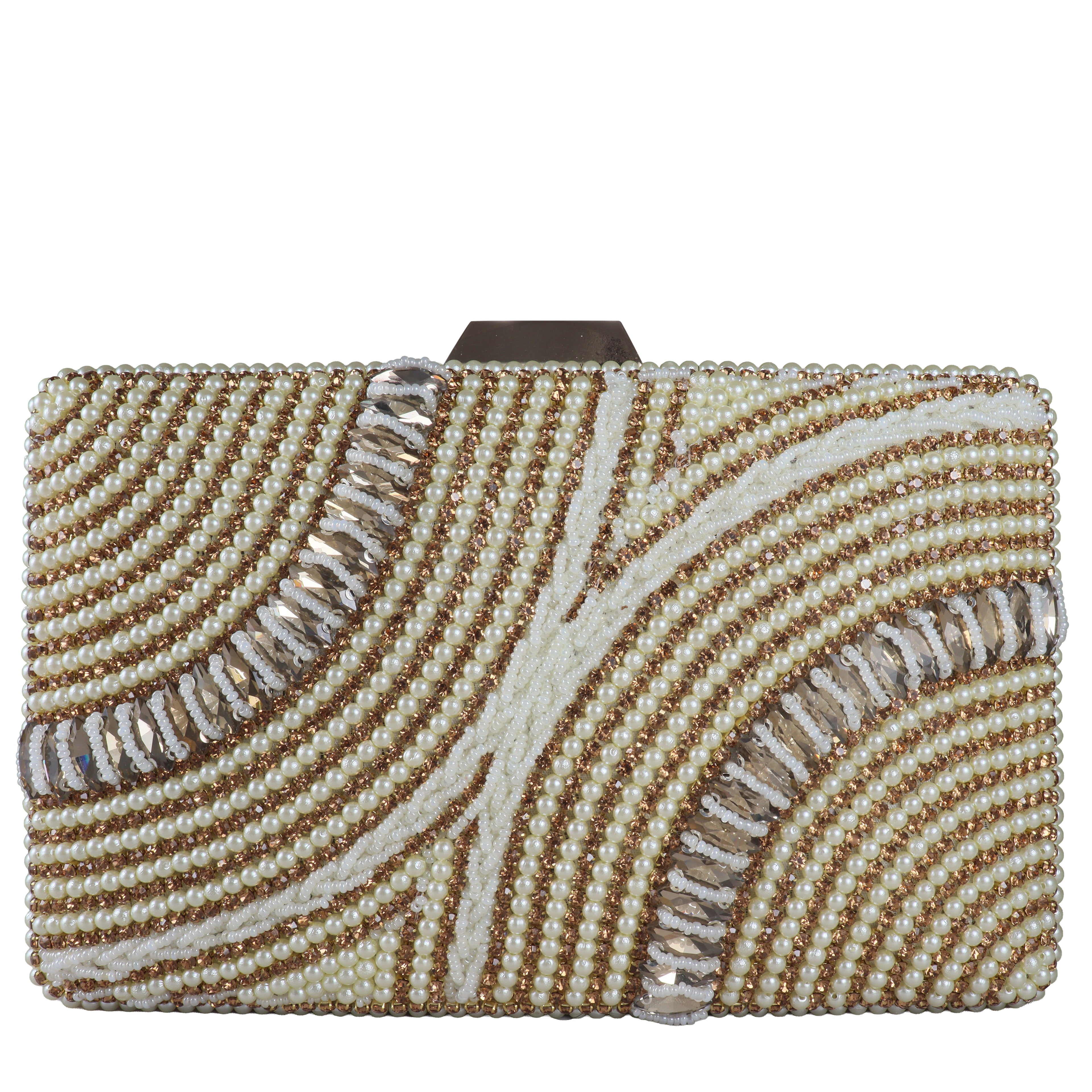 Luxury Pearl Beaded Evening Clutch with Crystal Detailing