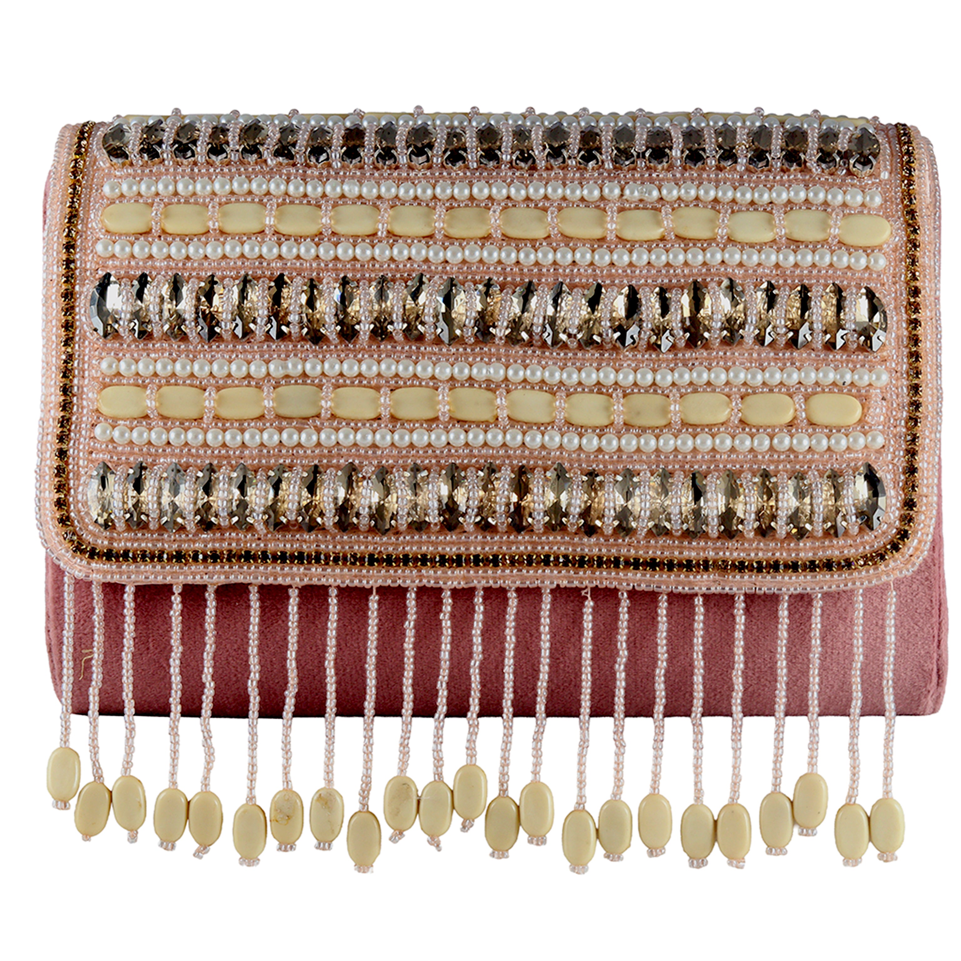 Handcrafted Pearl & Crystal Festive Evening Bag