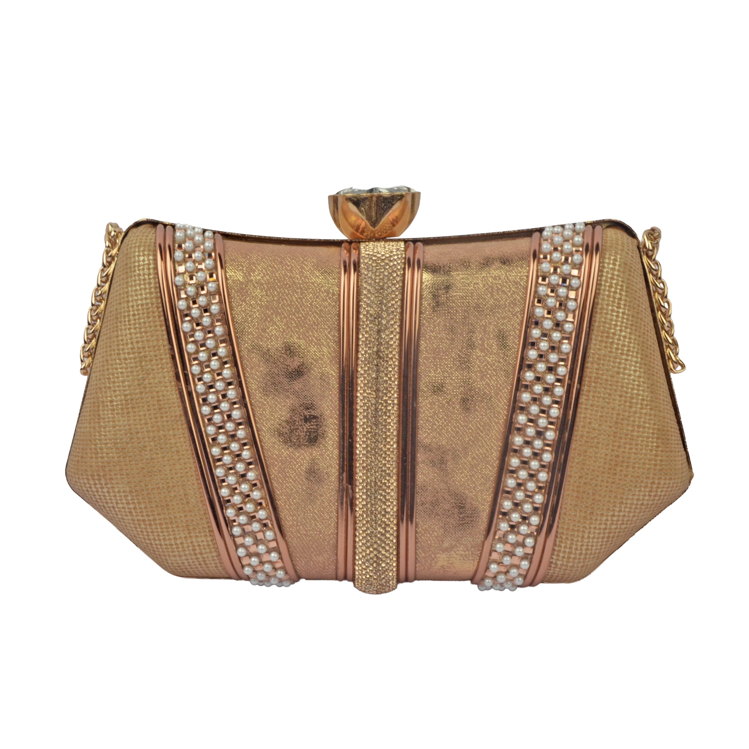 The Iris Metallic Chevron Evening Clutch
