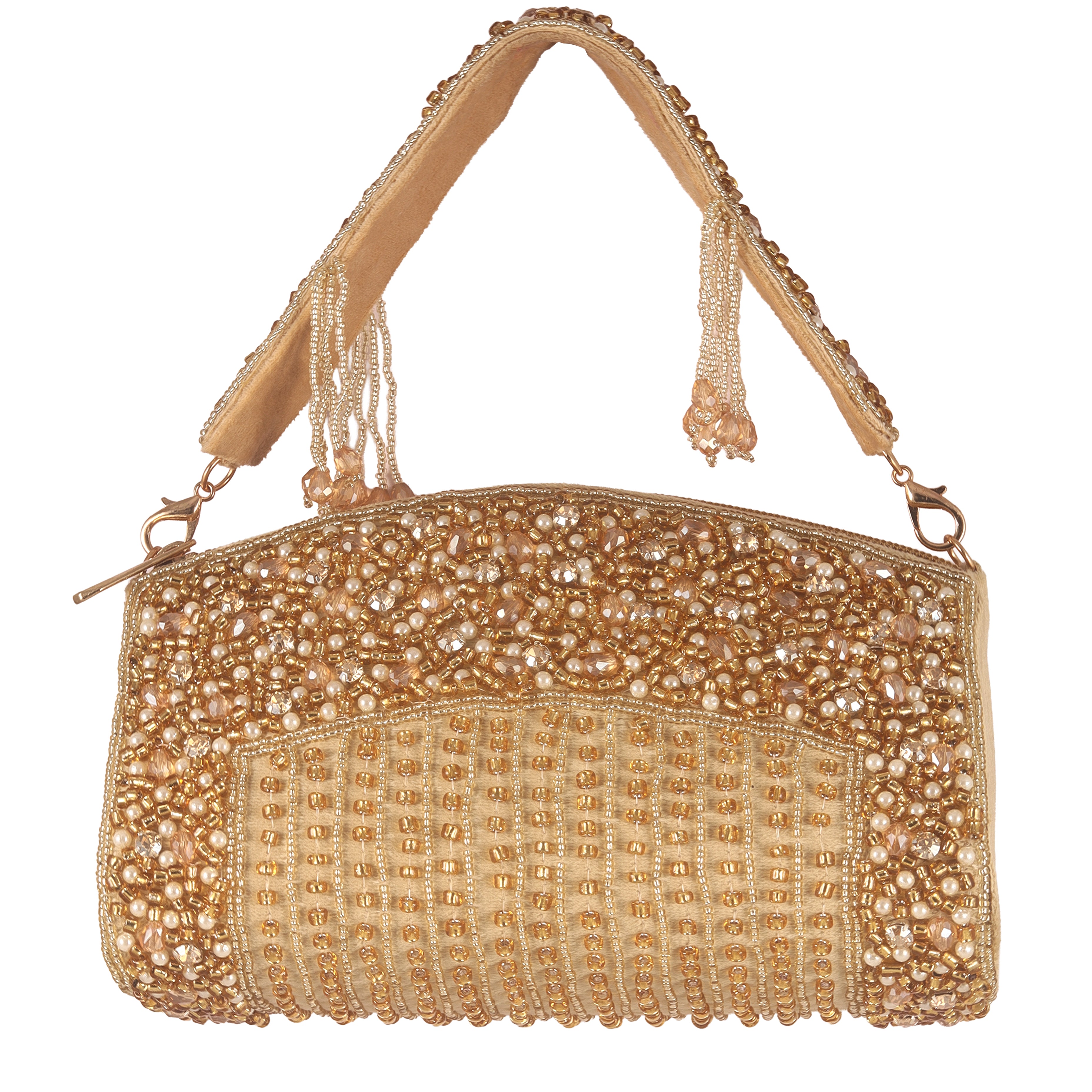 Hand-Embellished Beaded Evening Clutch with Pearl Detailing