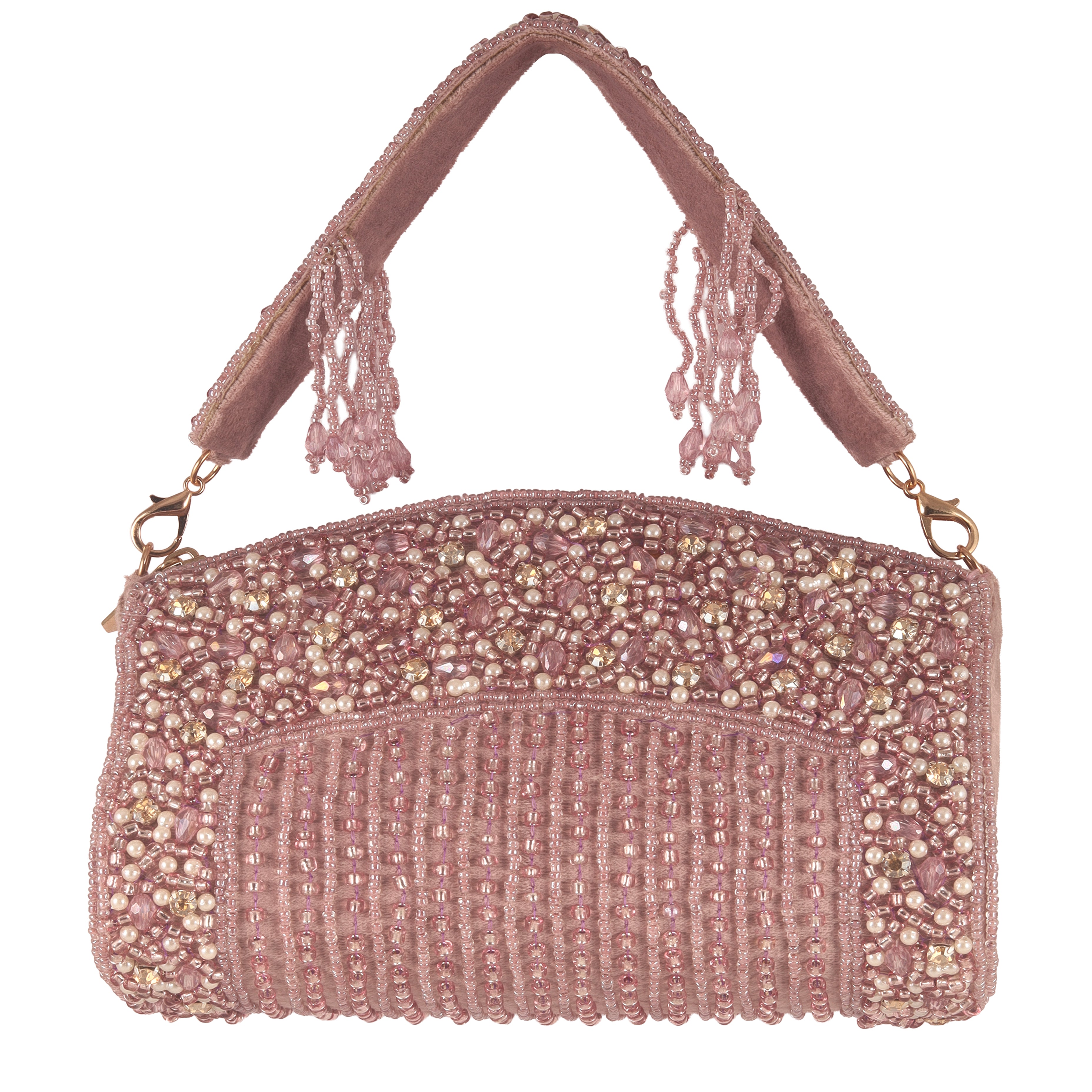 Hand-Embellished Beaded Evening Clutch with Pearl Detailing