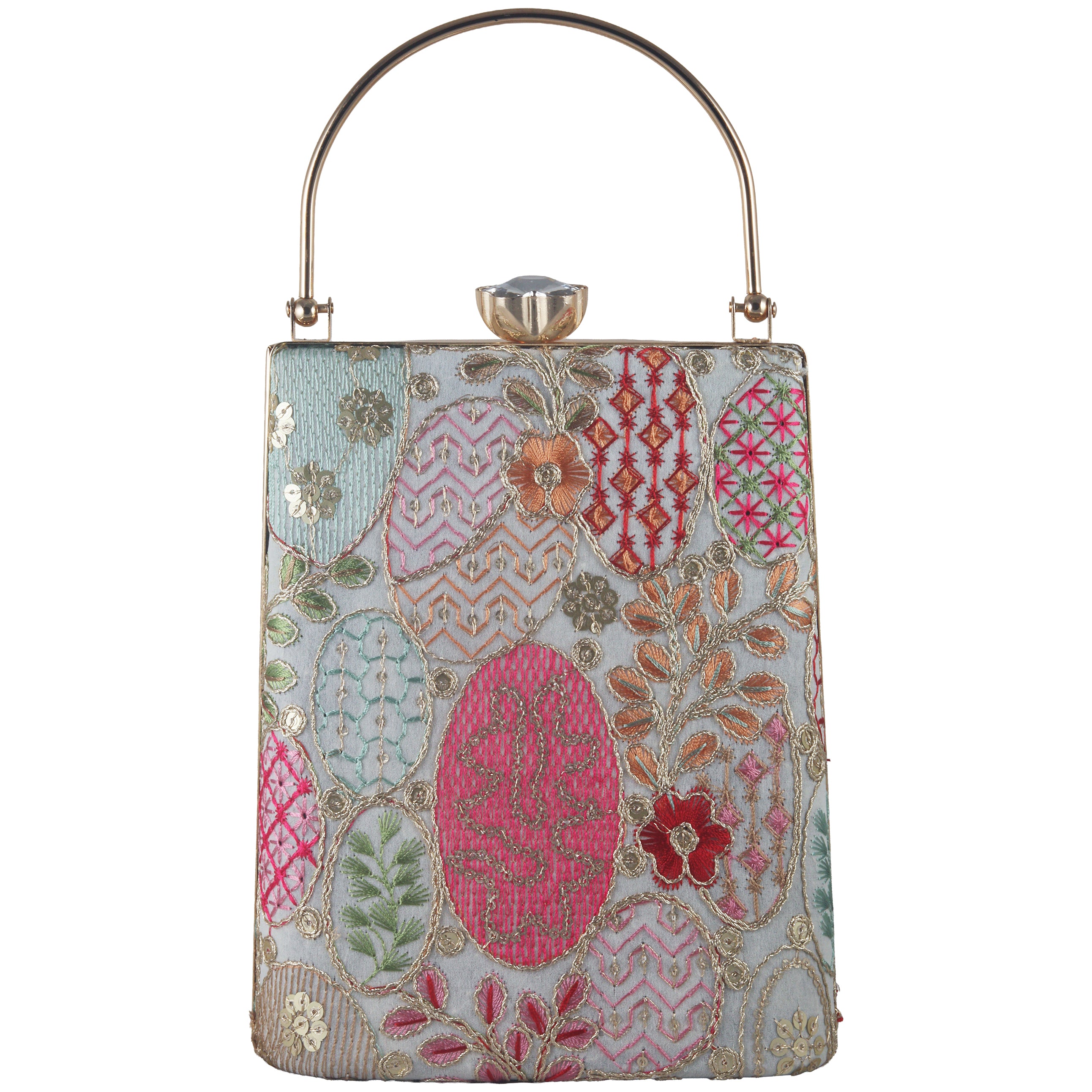 Artisanal Embroidered Box Evening Bag