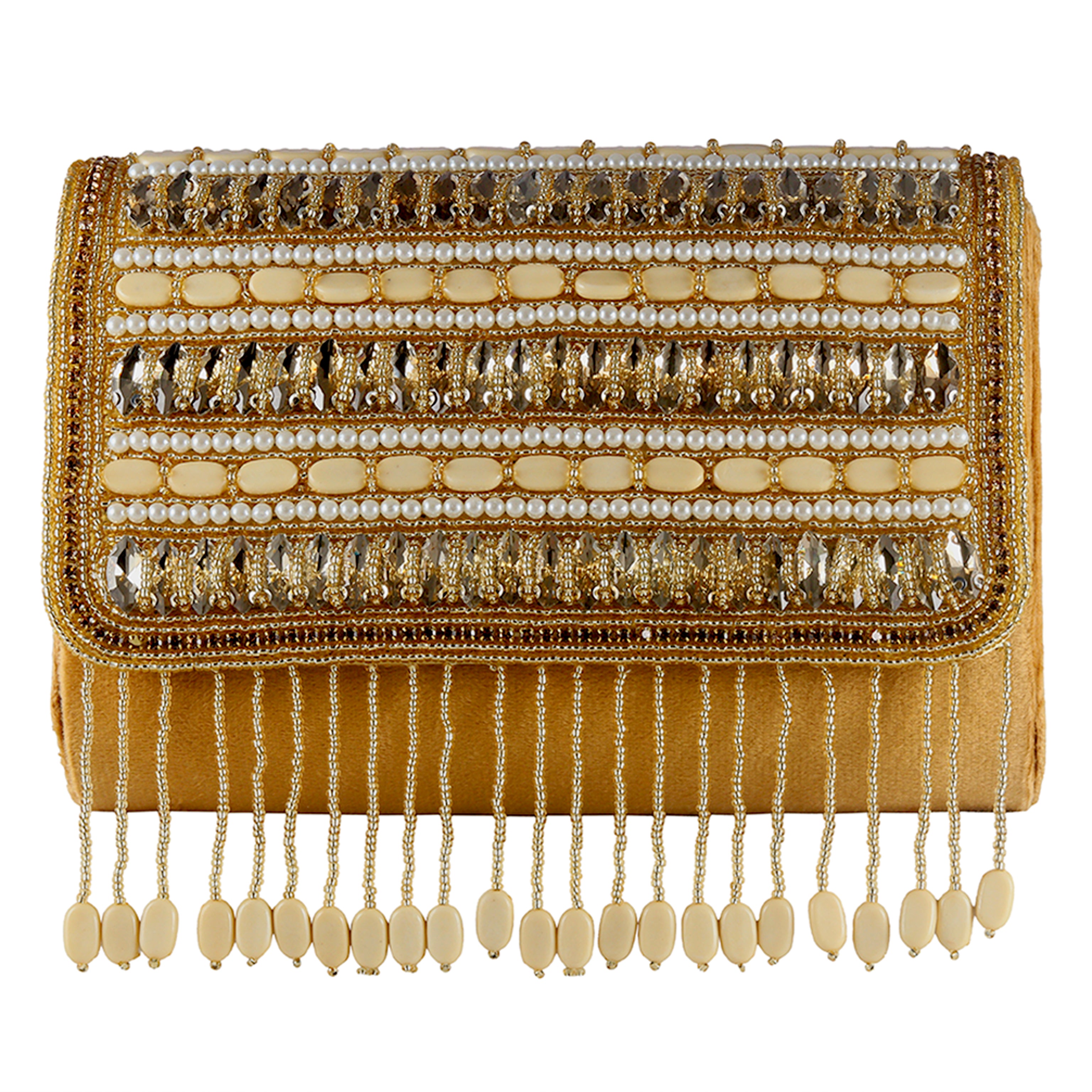 Handcrafted Pearl & Crystal Festive Evening Bag