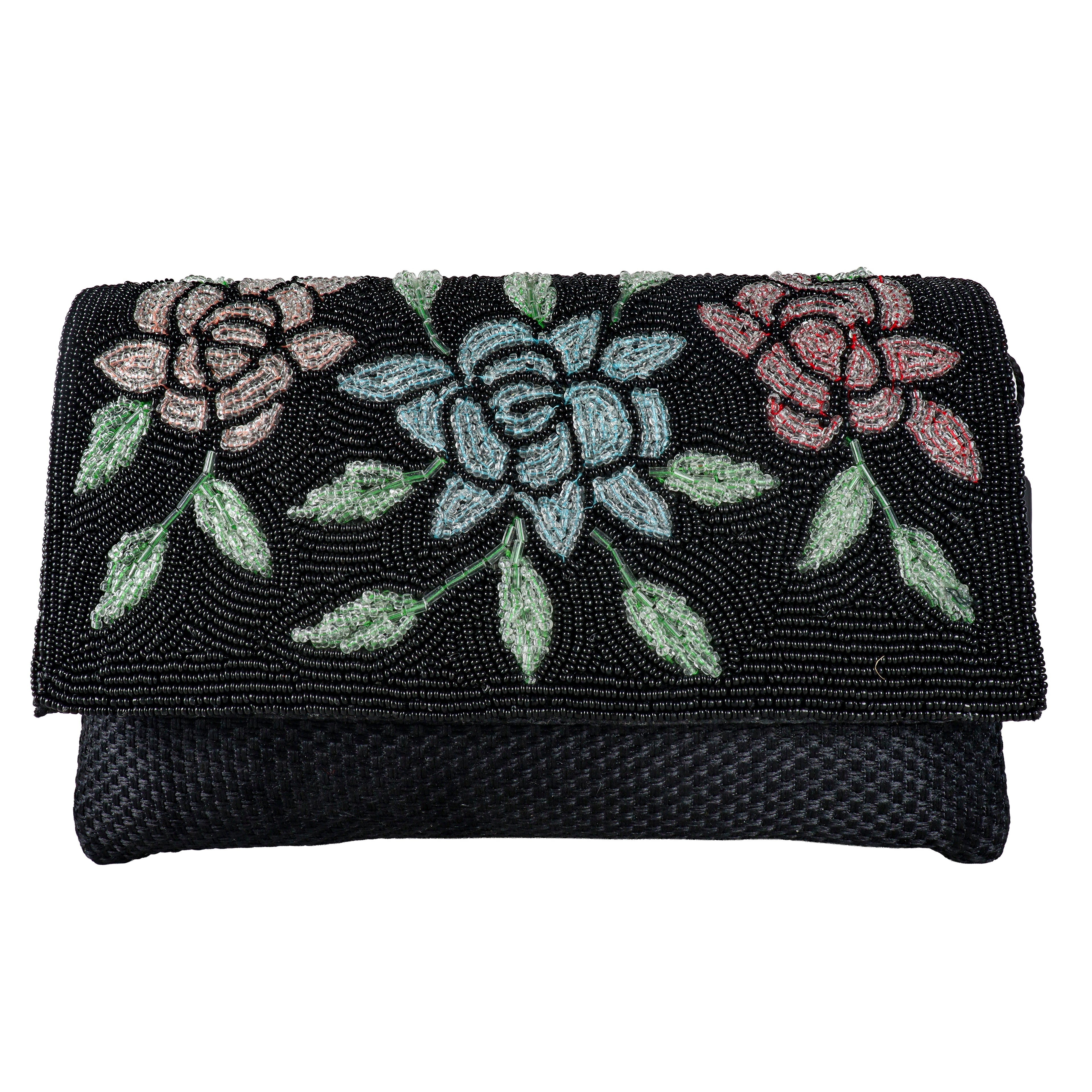 Designer Hand-Embroidered Floral Clutch Bag