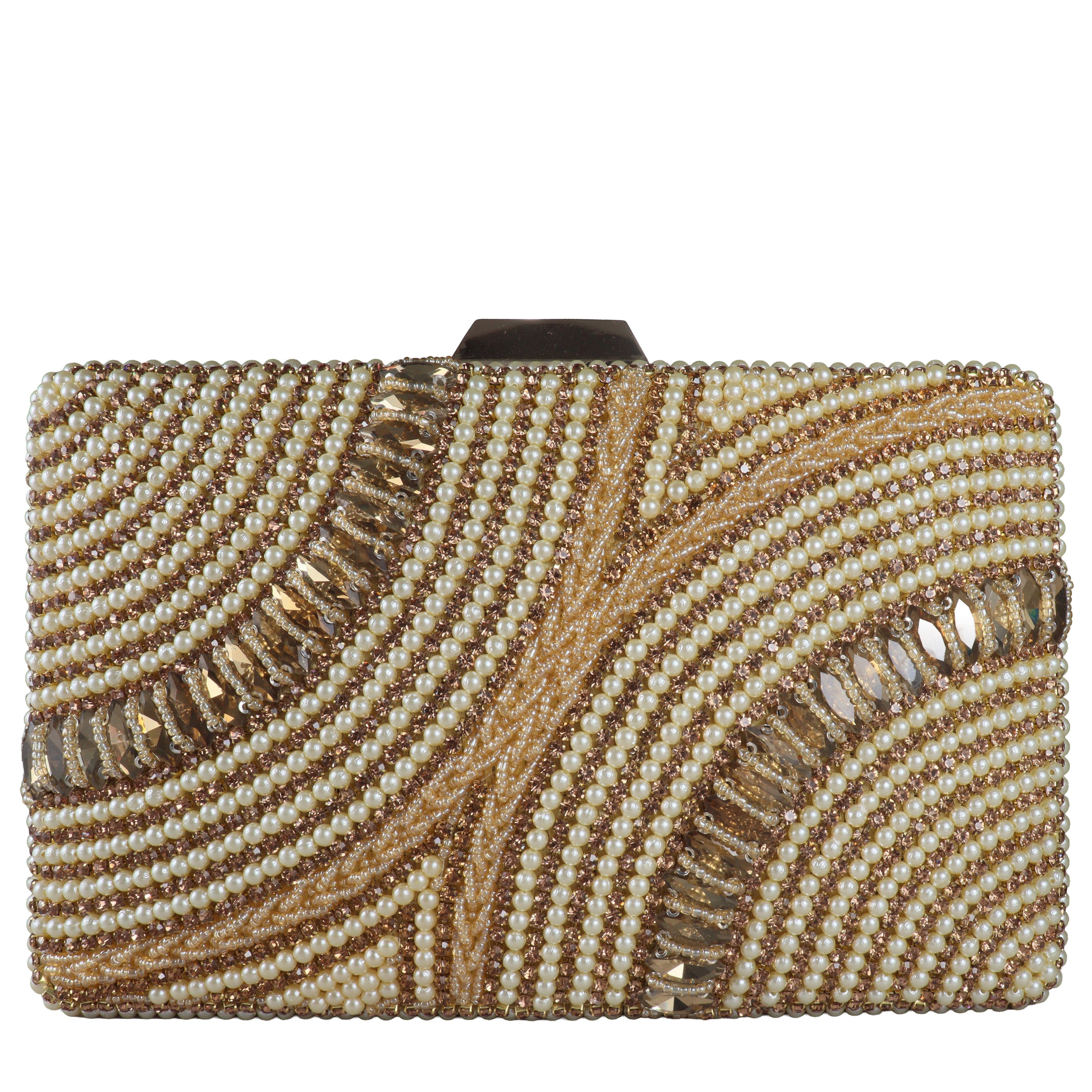 Luxury Pearl Beaded Evening Clutch with Crystal Detailing