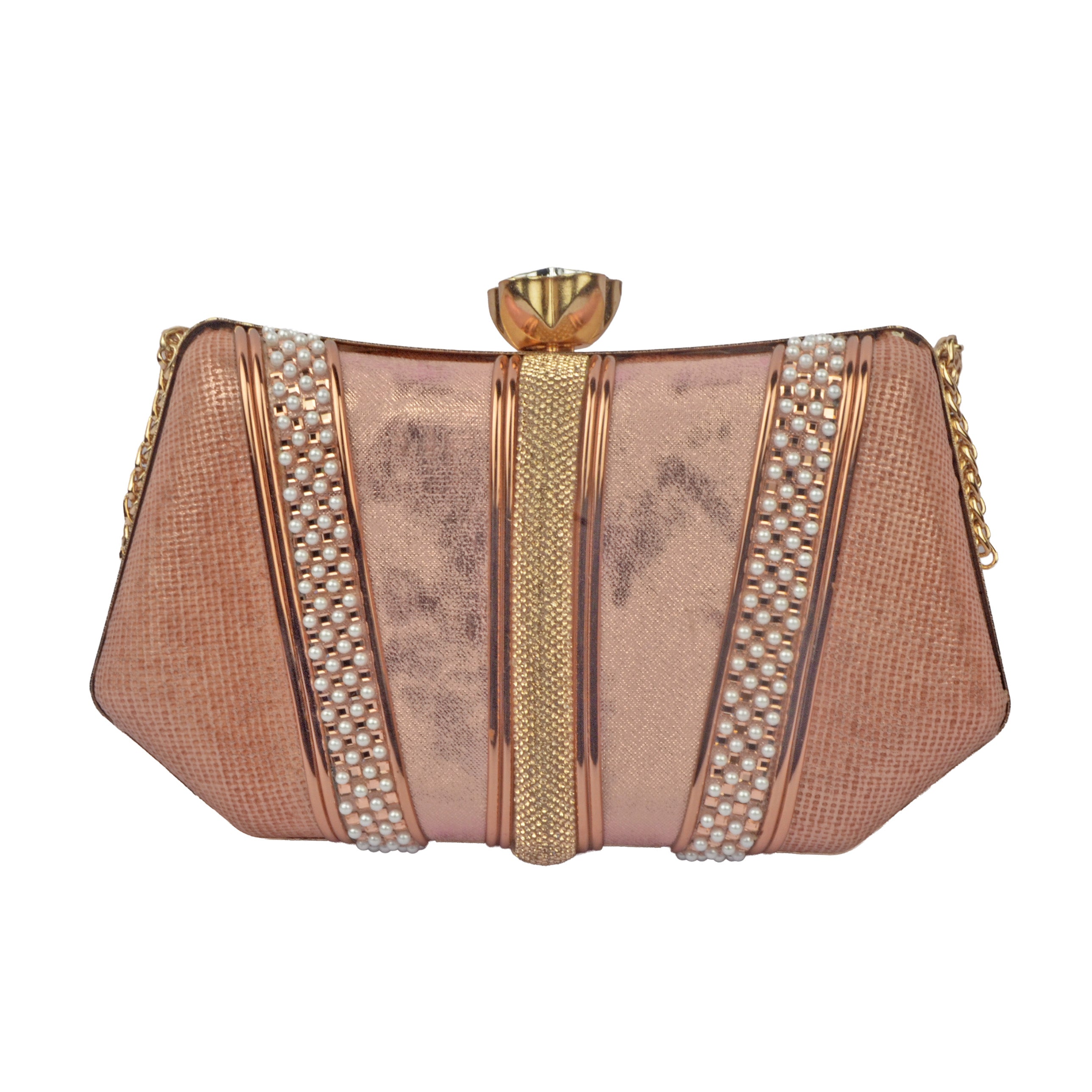 The Iris Metallic Chevron Evening Clutch