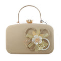 Velvet Floral Embellished Evening Clutch with Top Handle