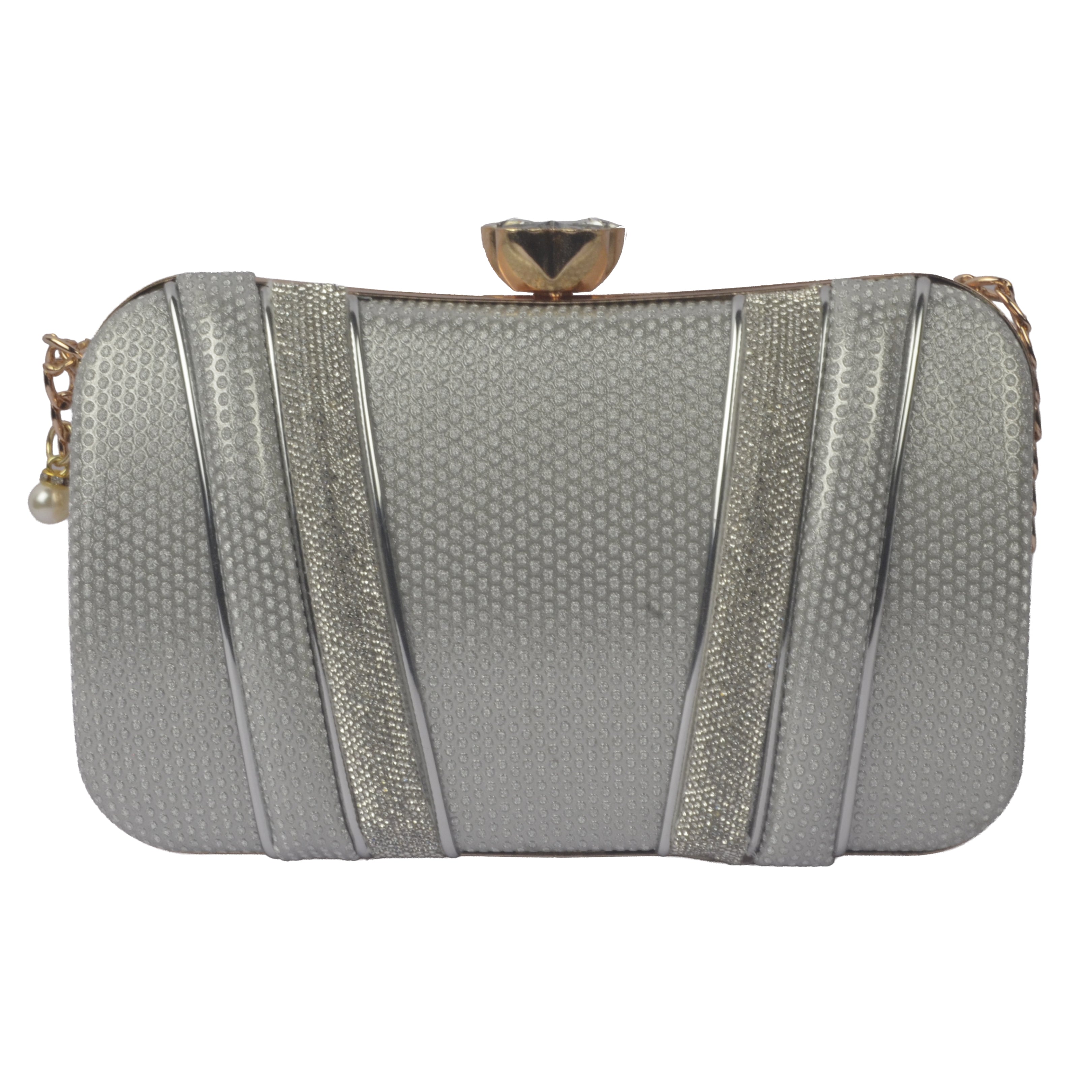 The Vivienne Pearl & Crystal Wave Evening Clutch