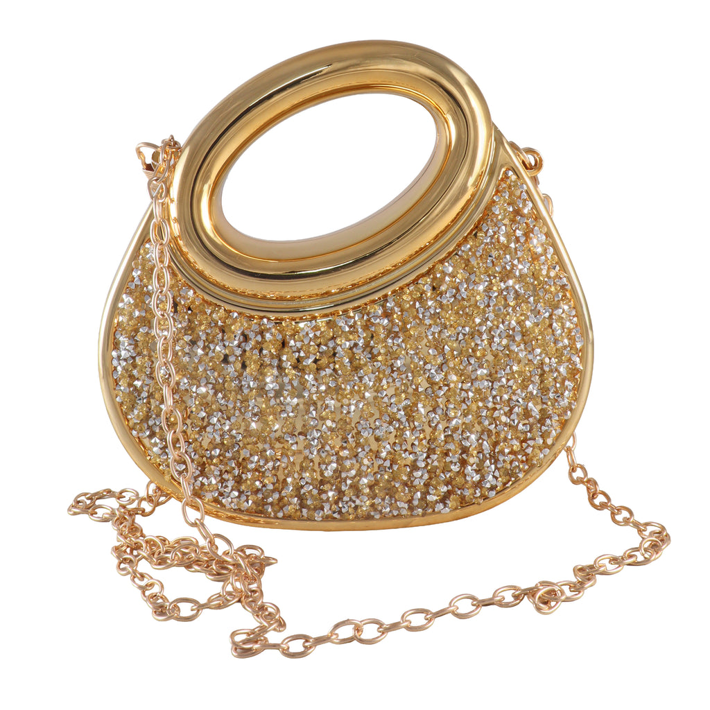 Aurelia Asymmetric Crystal Top-Handle Clutch