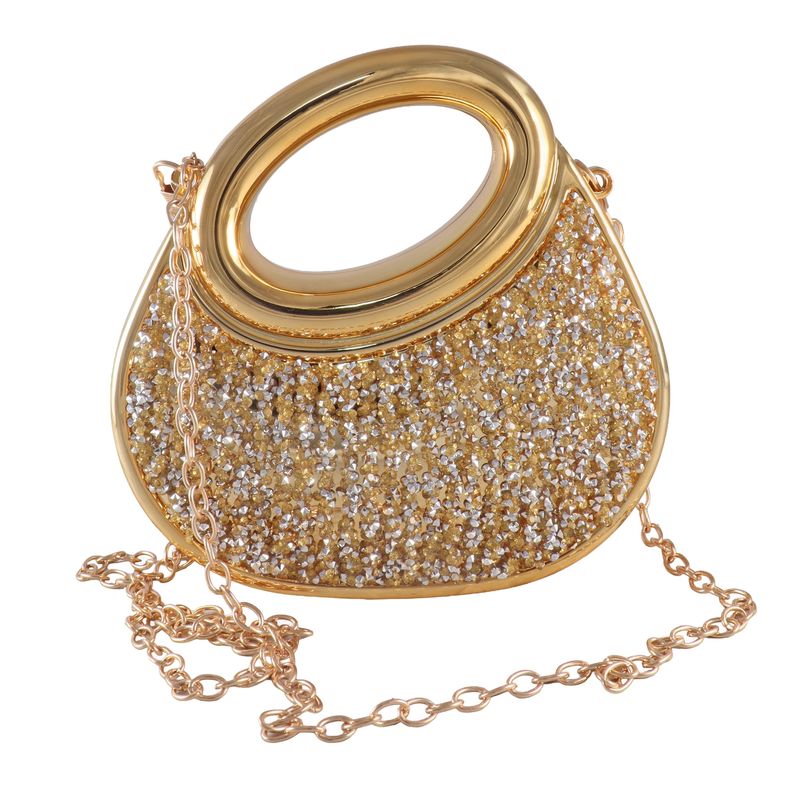 Aurelia Asymmetric Crystal Top-Handle Clutch