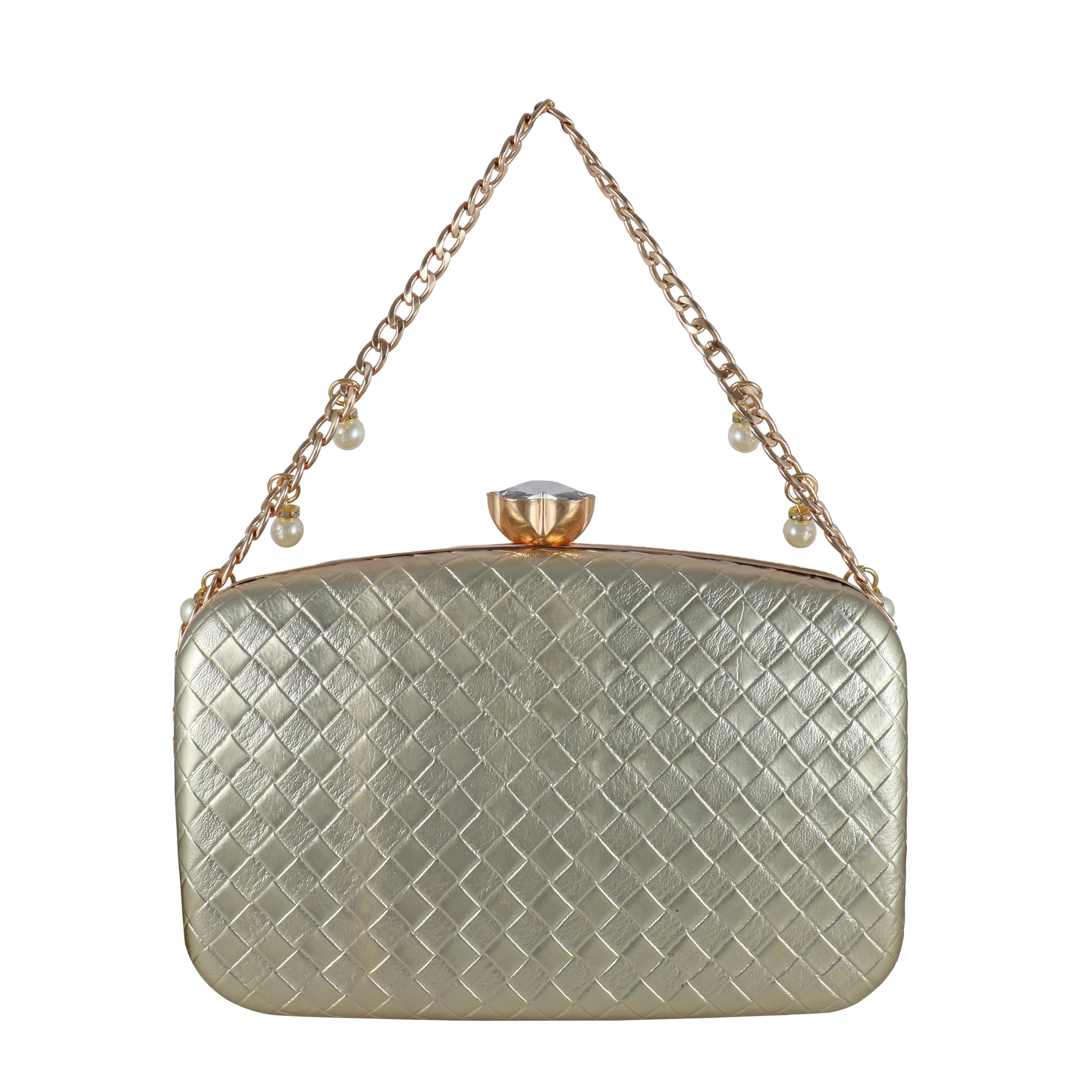Structured Party Wear Clutch with Crystal Clasp