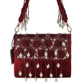 Embellished Pearl Velvet Clutch Bag