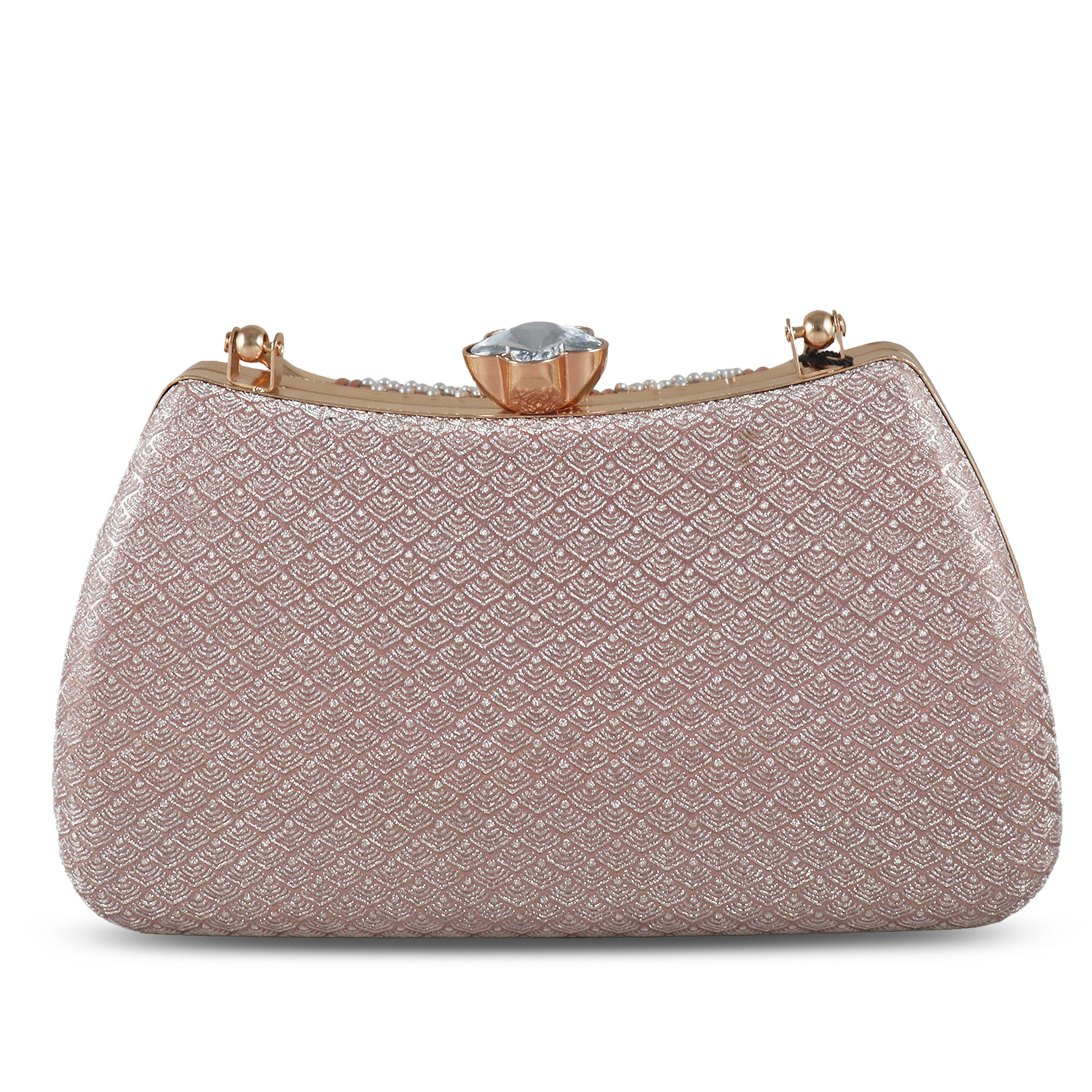 Luxury Pearl Beaded Bridal Clutch with Gold-Tone Frame