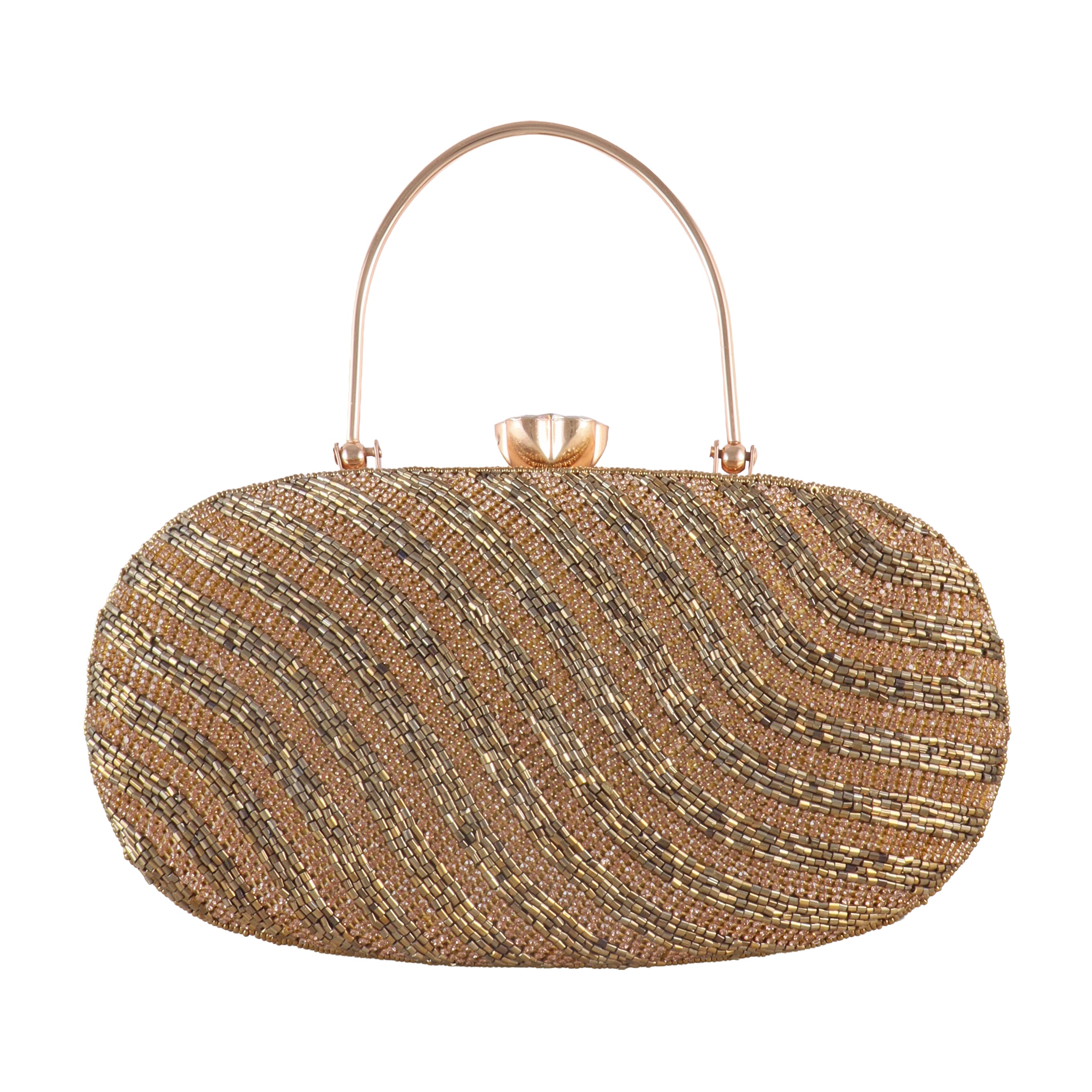 Serpentine Shimmer Hand-Beaded Evening Clutch