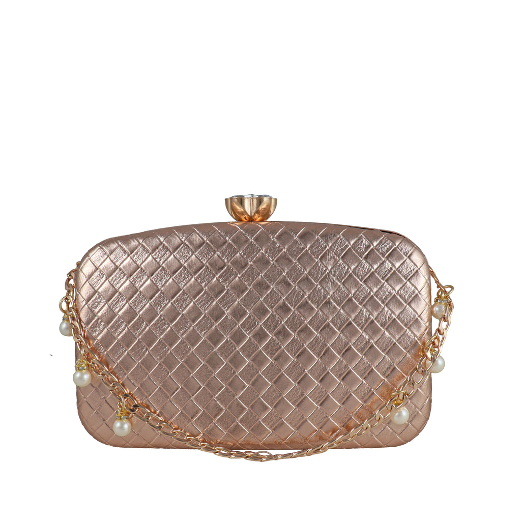 Structured Party Wear Clutch with Crystal Clasp