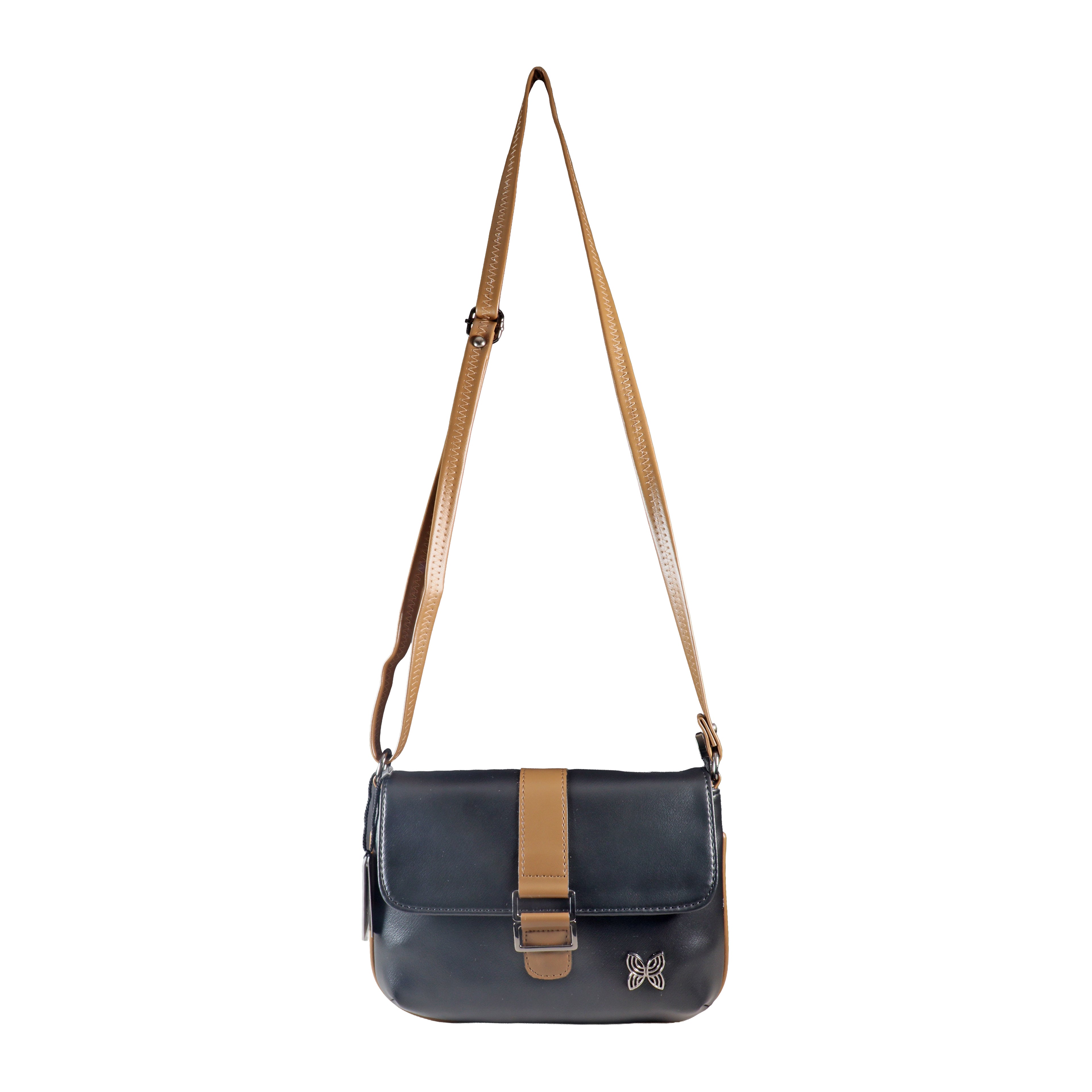 The Artisanal Duo-Tone Crossbody: Premium Vegan Leather Flap Bag