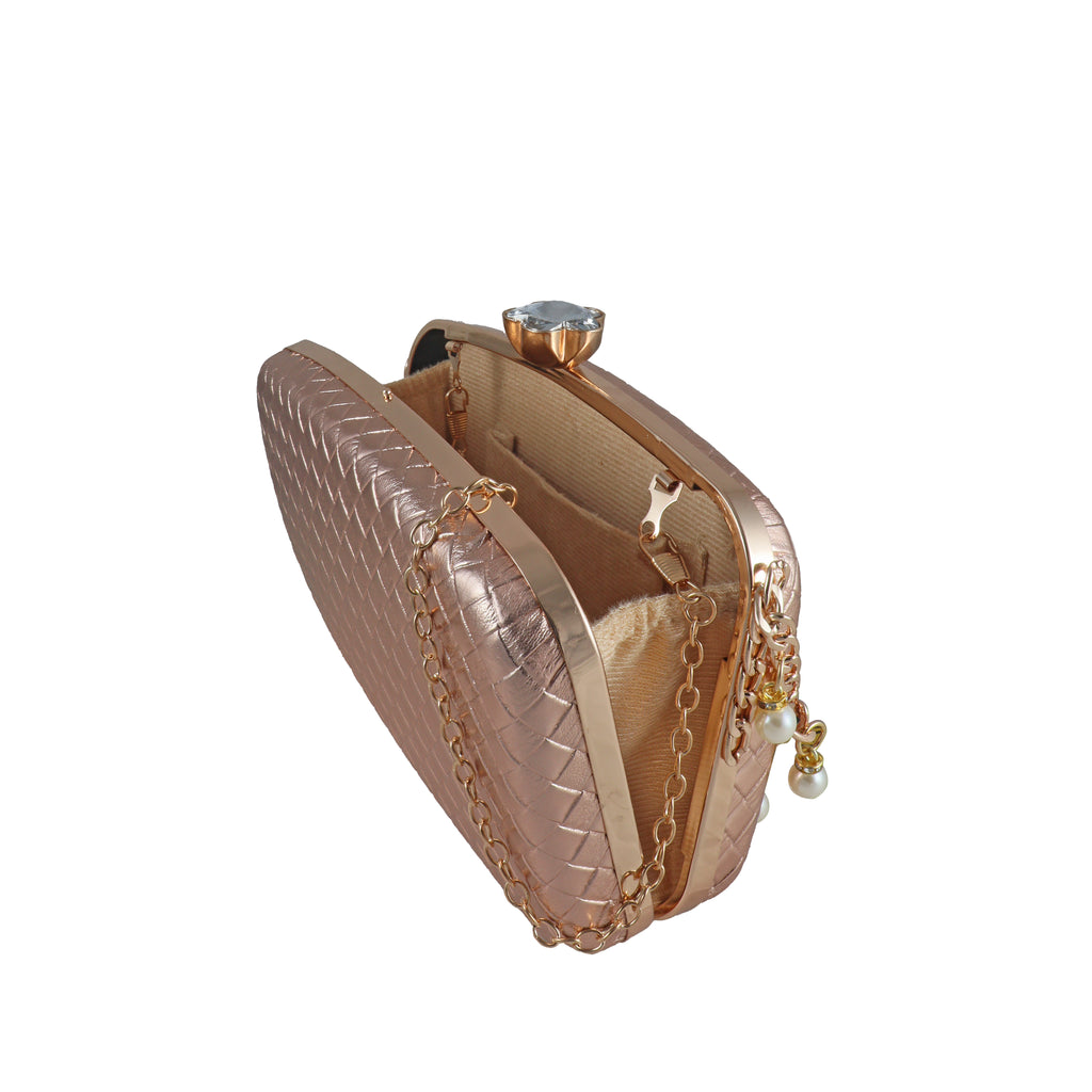 Structured Party Wear Clutch with Crystal Clasp
