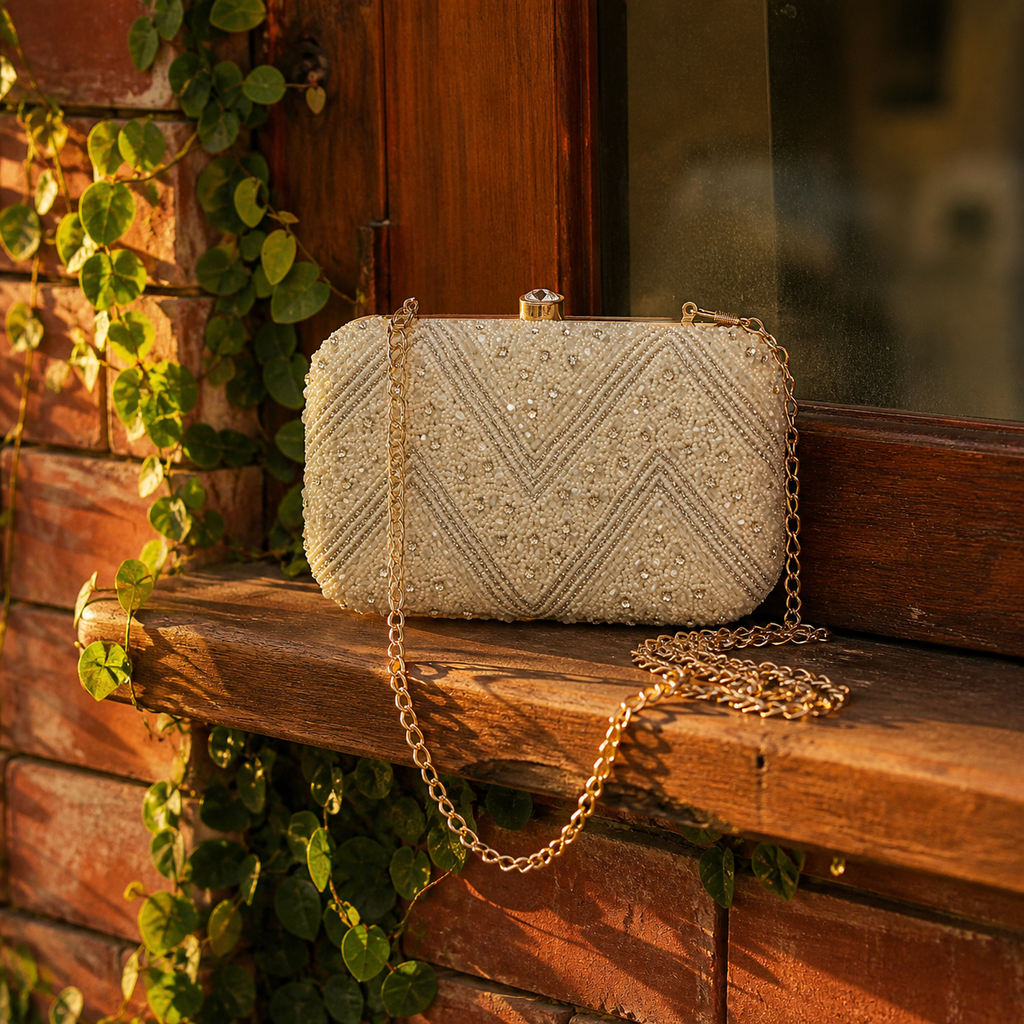 The Luminous Sunburst Pleated Evening Clutch