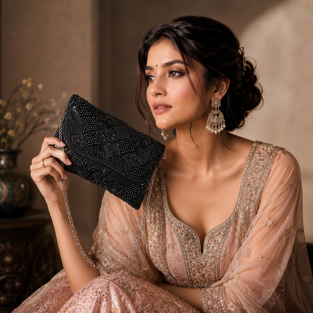 Seraphina Hand-Beaded Envelope Clutch
