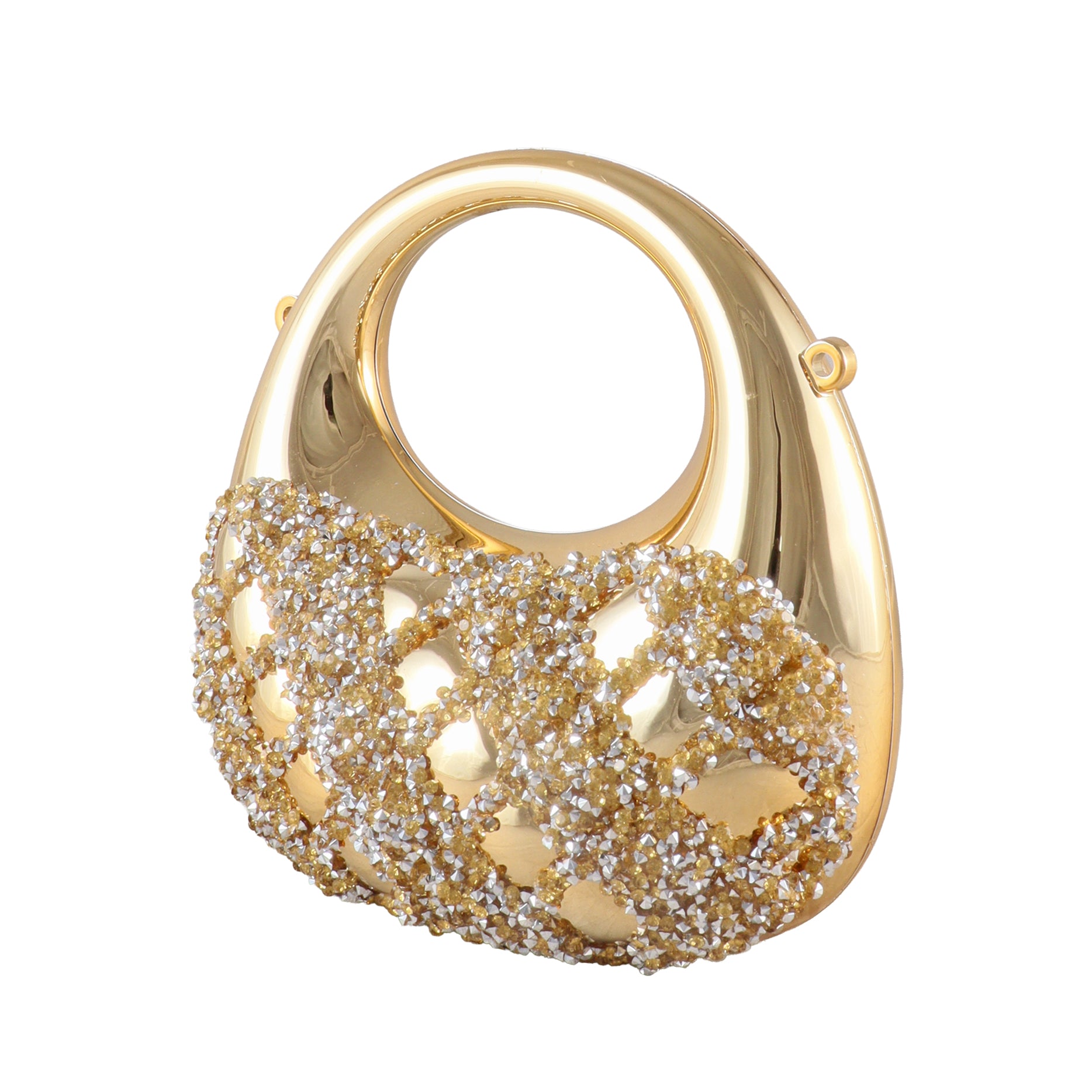 Aura Crystal Embellished Crescent Clutch Bag