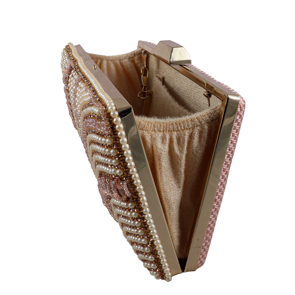 Luxury Pearl Beaded Evening Clutch with Crystal Detailing