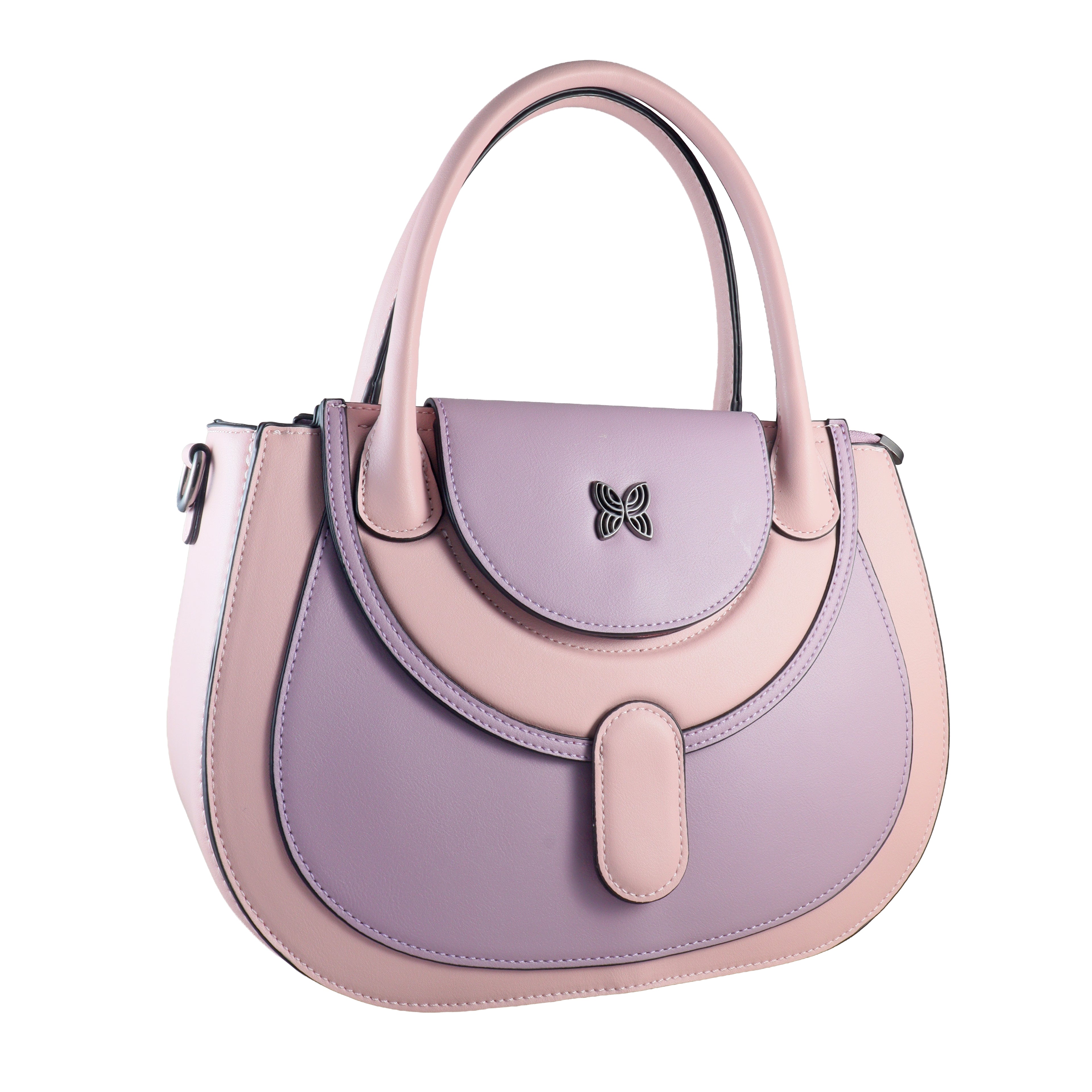 Butterfly Accent Two-Tone Top Handle Satchel
