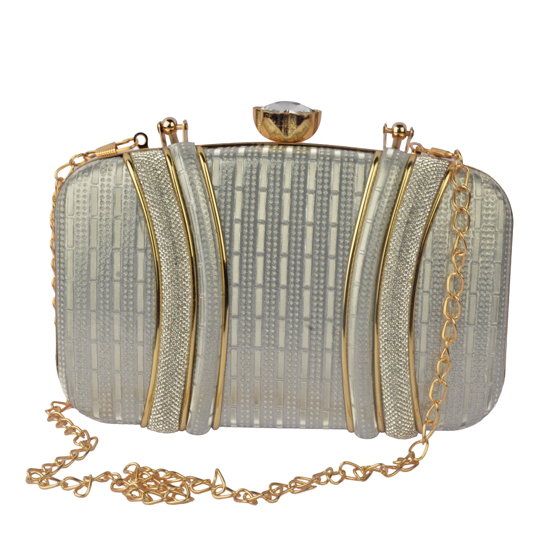 The Empress Pearl-Grid Oval Clutch