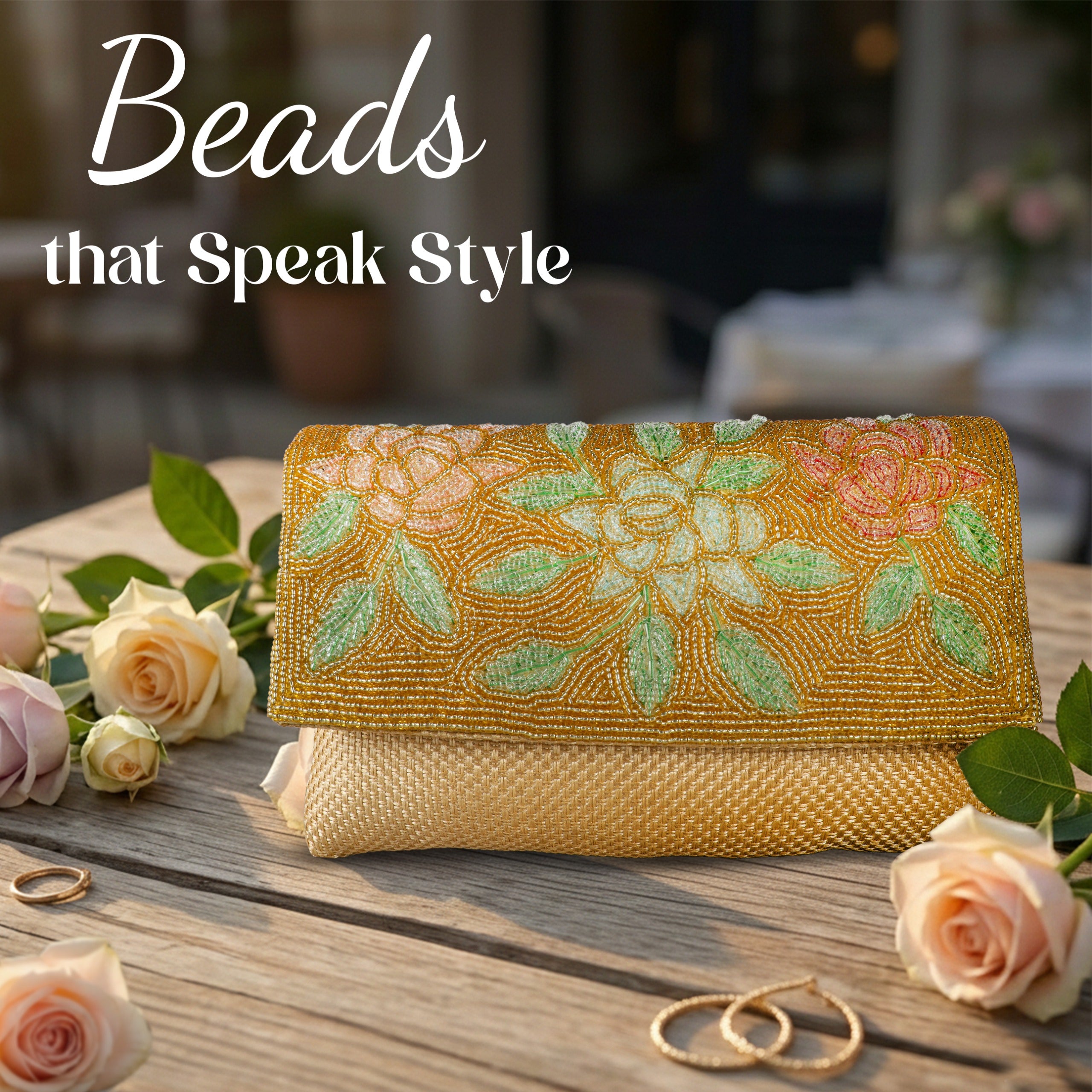 Designer Hand-Embroidered Floral Clutch Bag