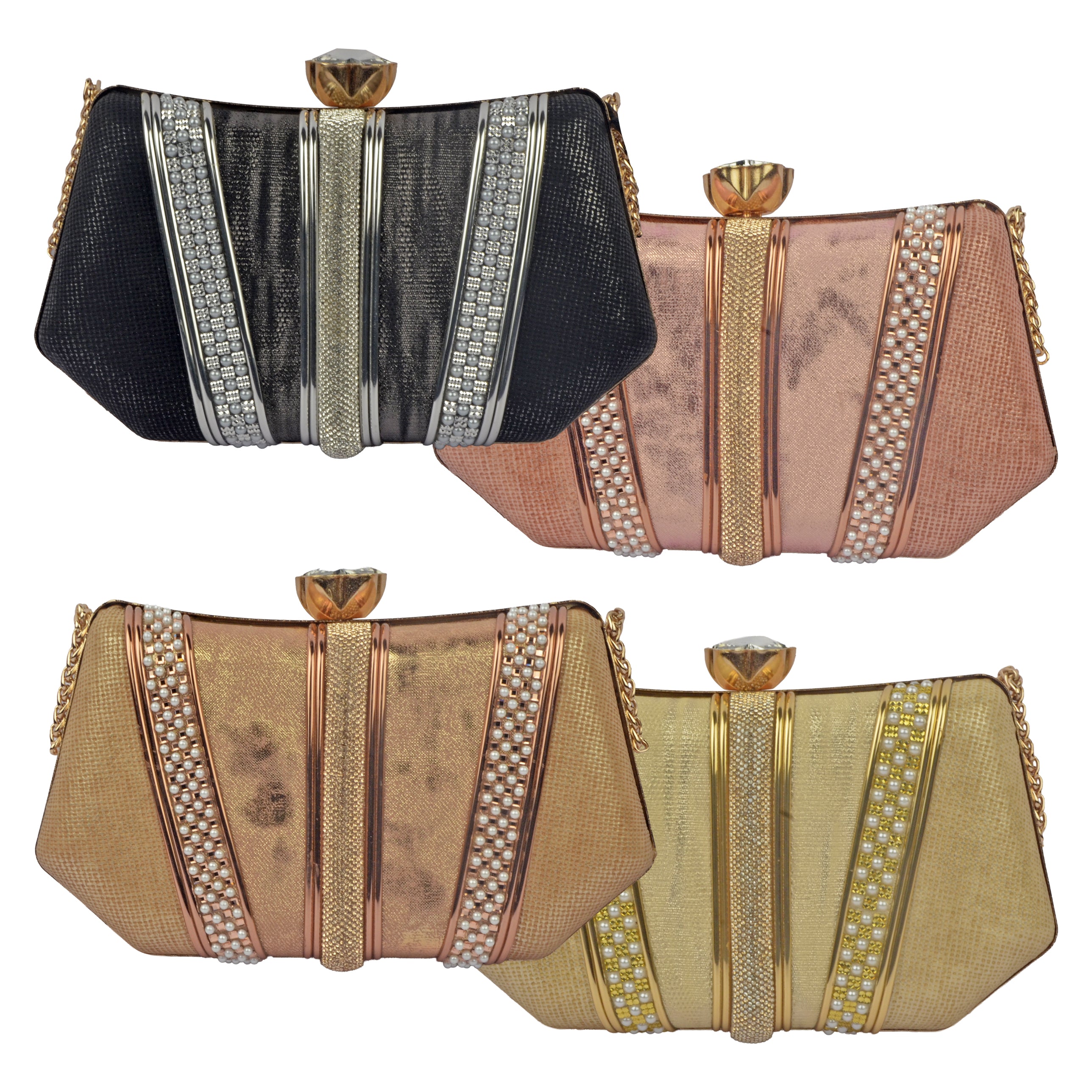 The Iris Metallic Chevron Evening Clutch