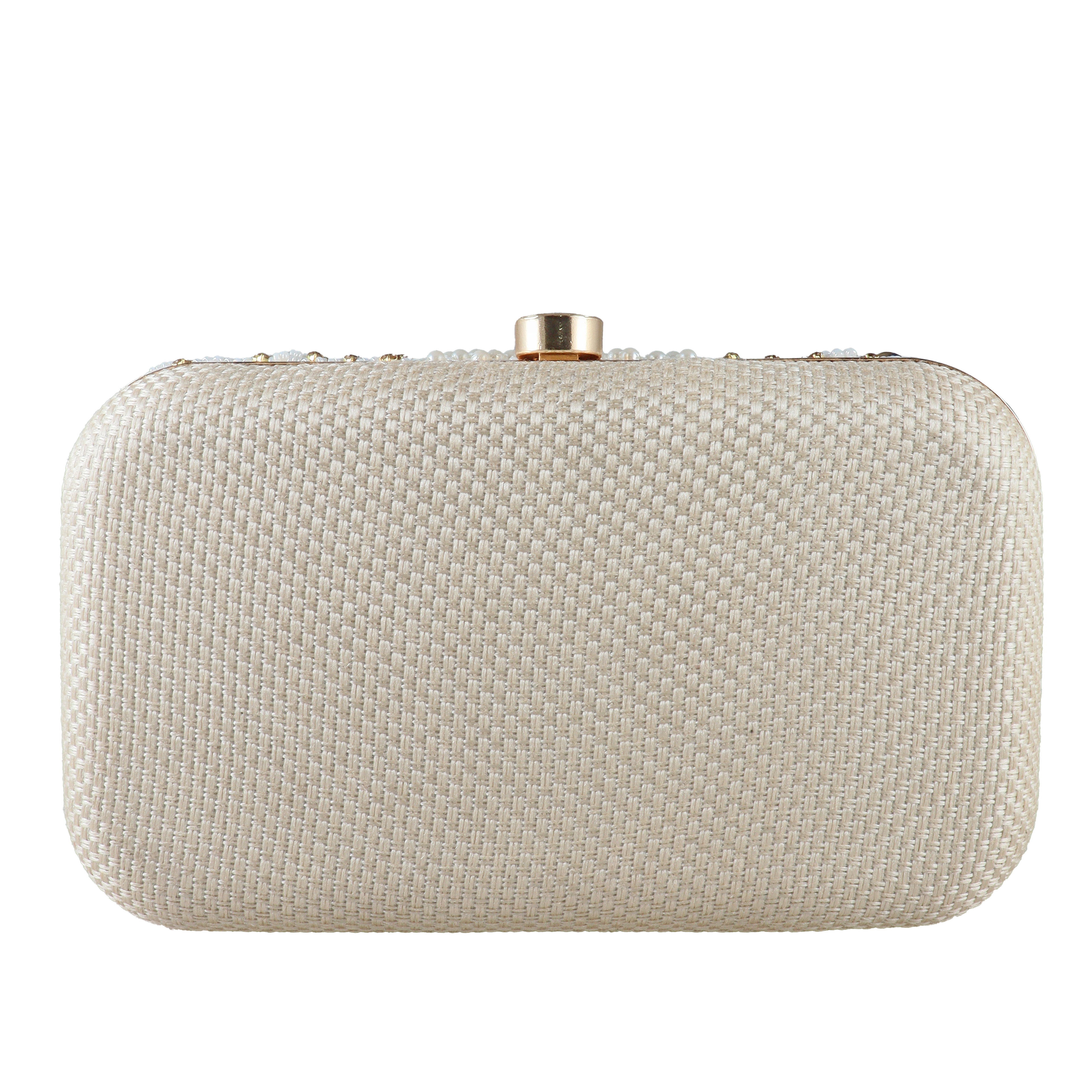 Elegant Pearl and Multi-Gemstone Embellished Evening Clutch Bag