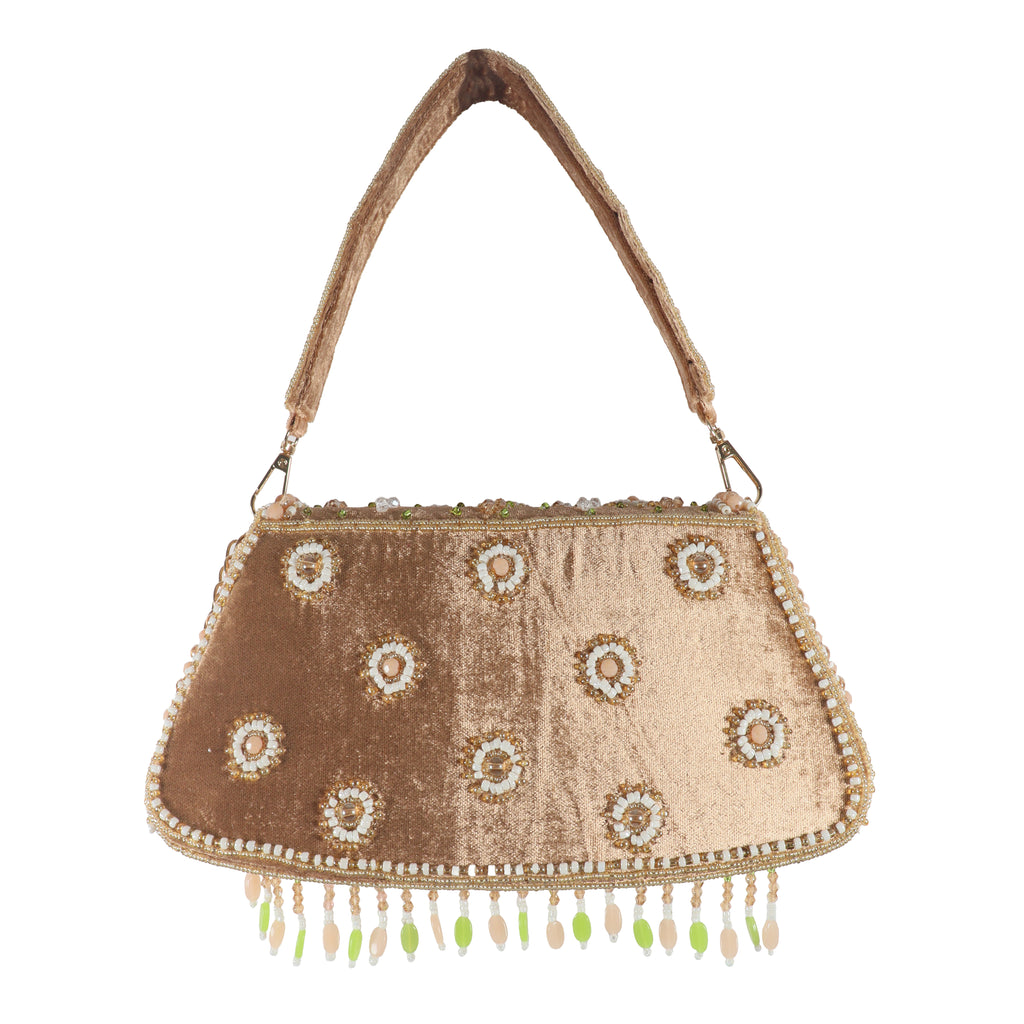 Bridal Velvet Flap Bag with Intricate Hand Embroidery