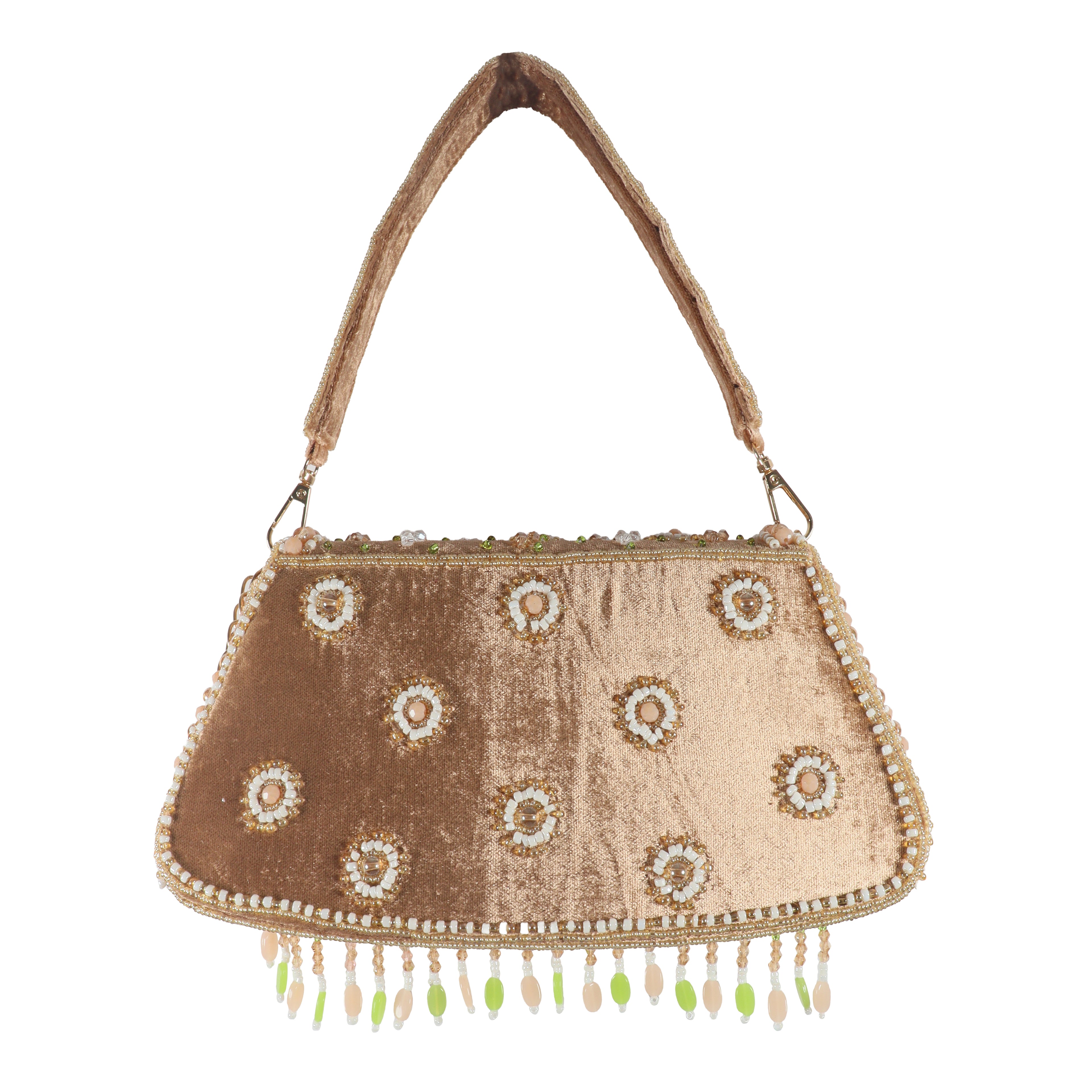 Bridal Velvet Flap Bag with Intricate Hand Embroidery