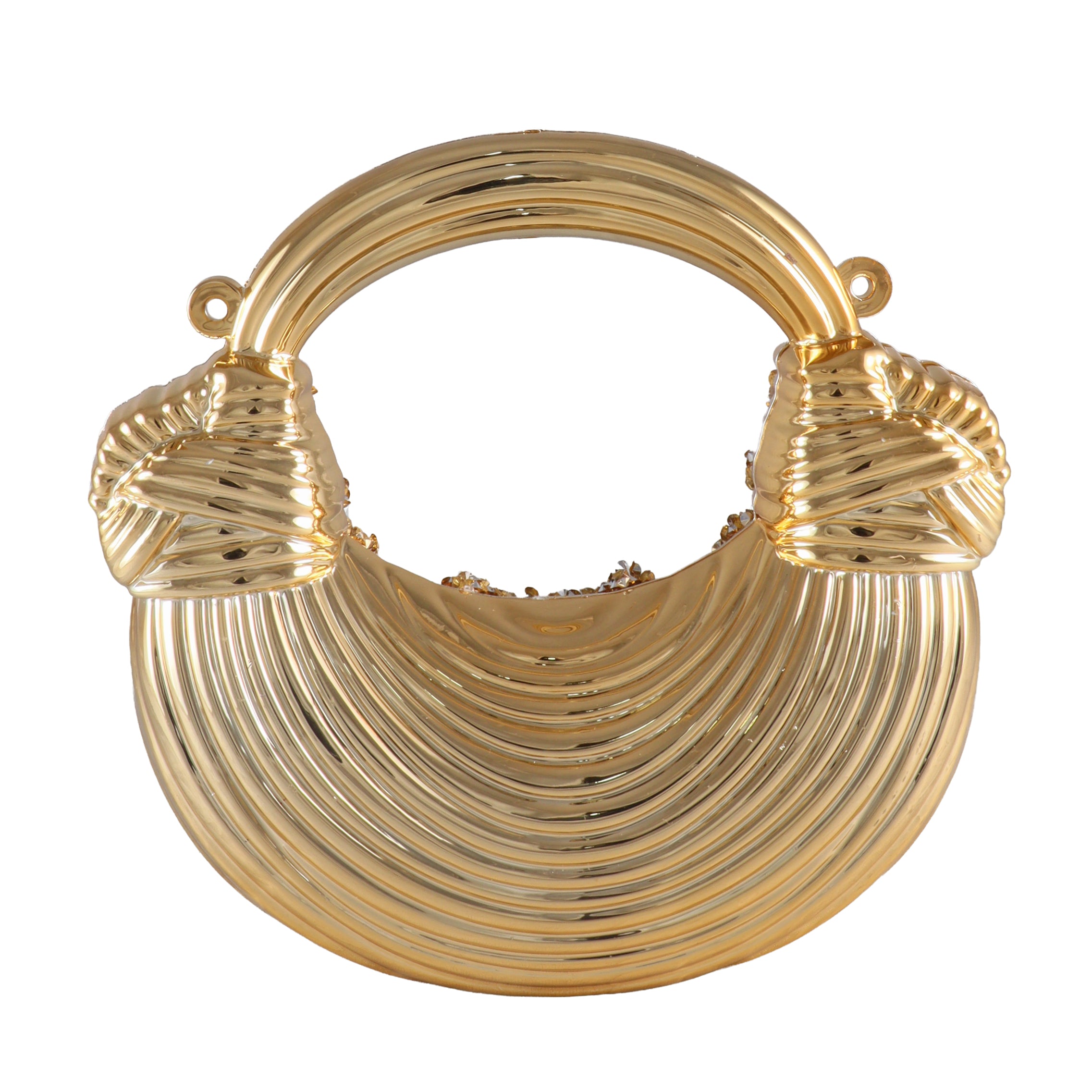 Aurelia Crescent Crystal Top-Handle Evening Bag