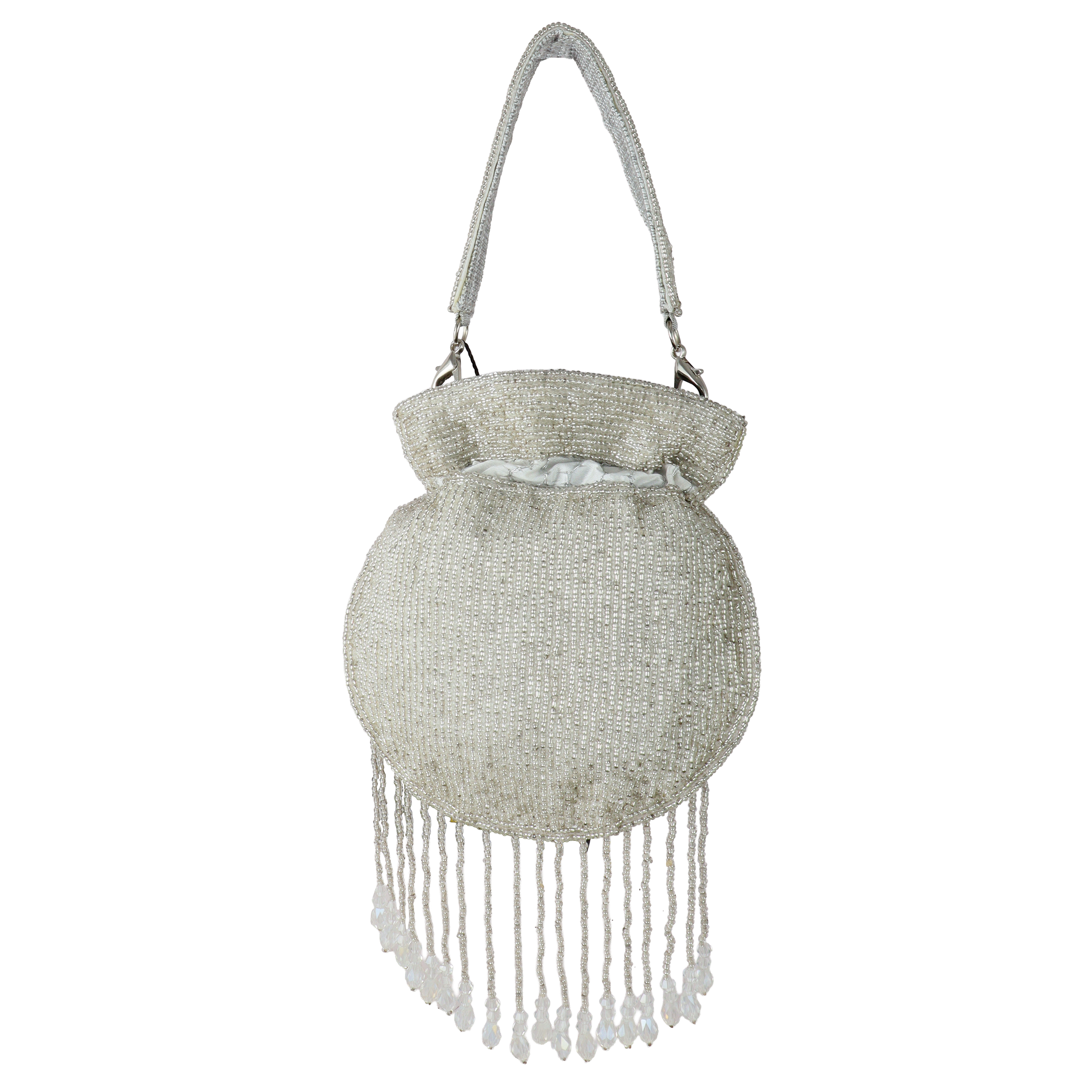 Hand-Beaded Checkerboard Mini Potli Bag with Sequin Accents