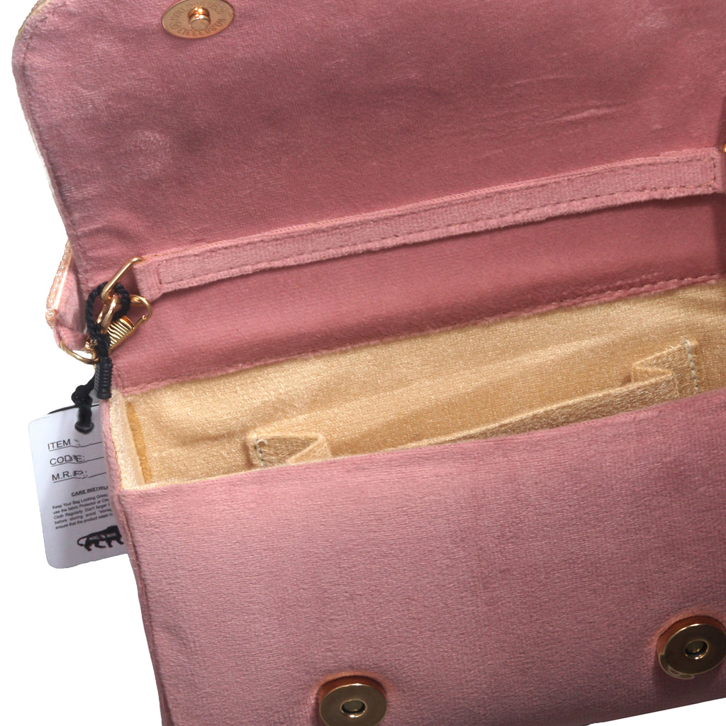 Floral Hand-Embellished Evening Clutch with Strap