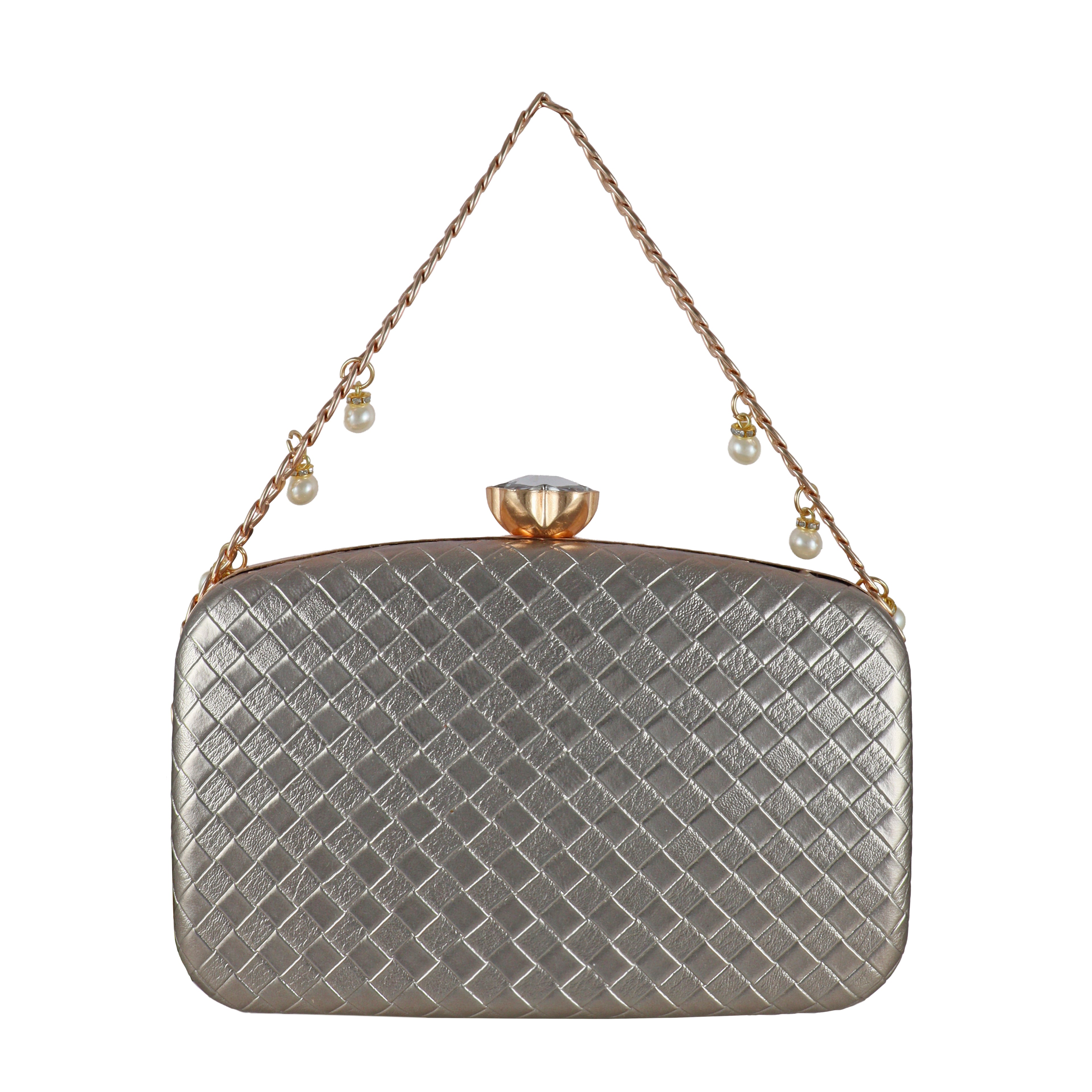 Structured Party Wear Clutch with Crystal Clasp