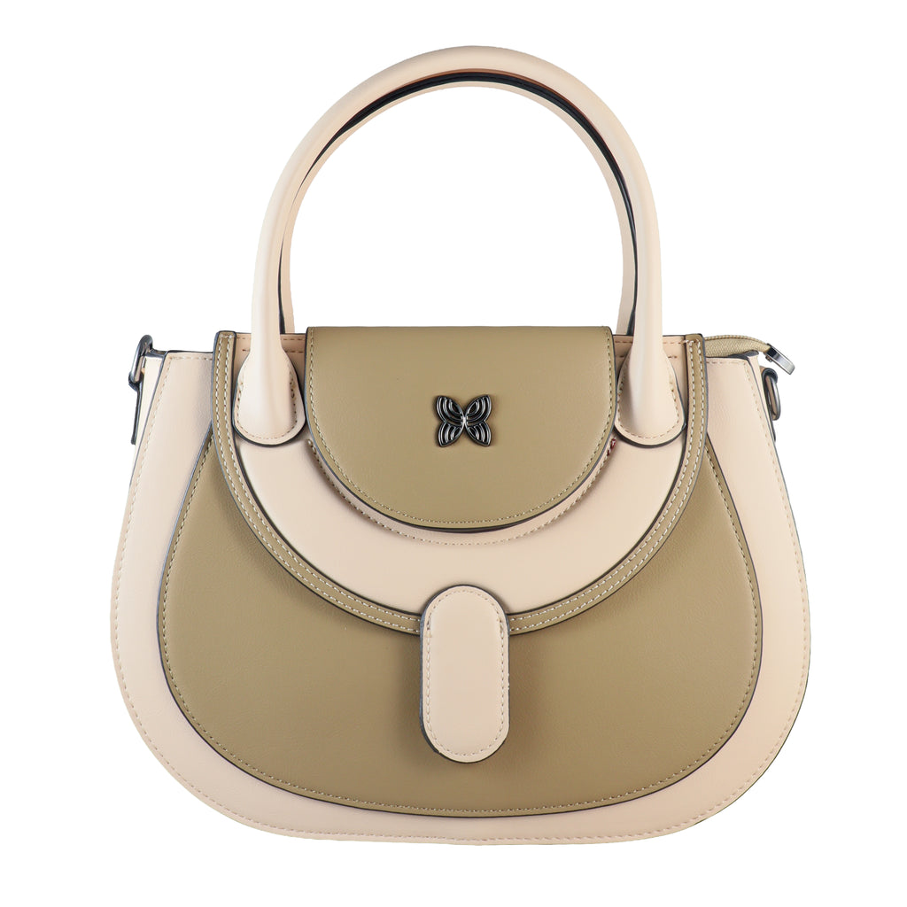 Butterfly Accent Two-Tone Top Handle Satchel