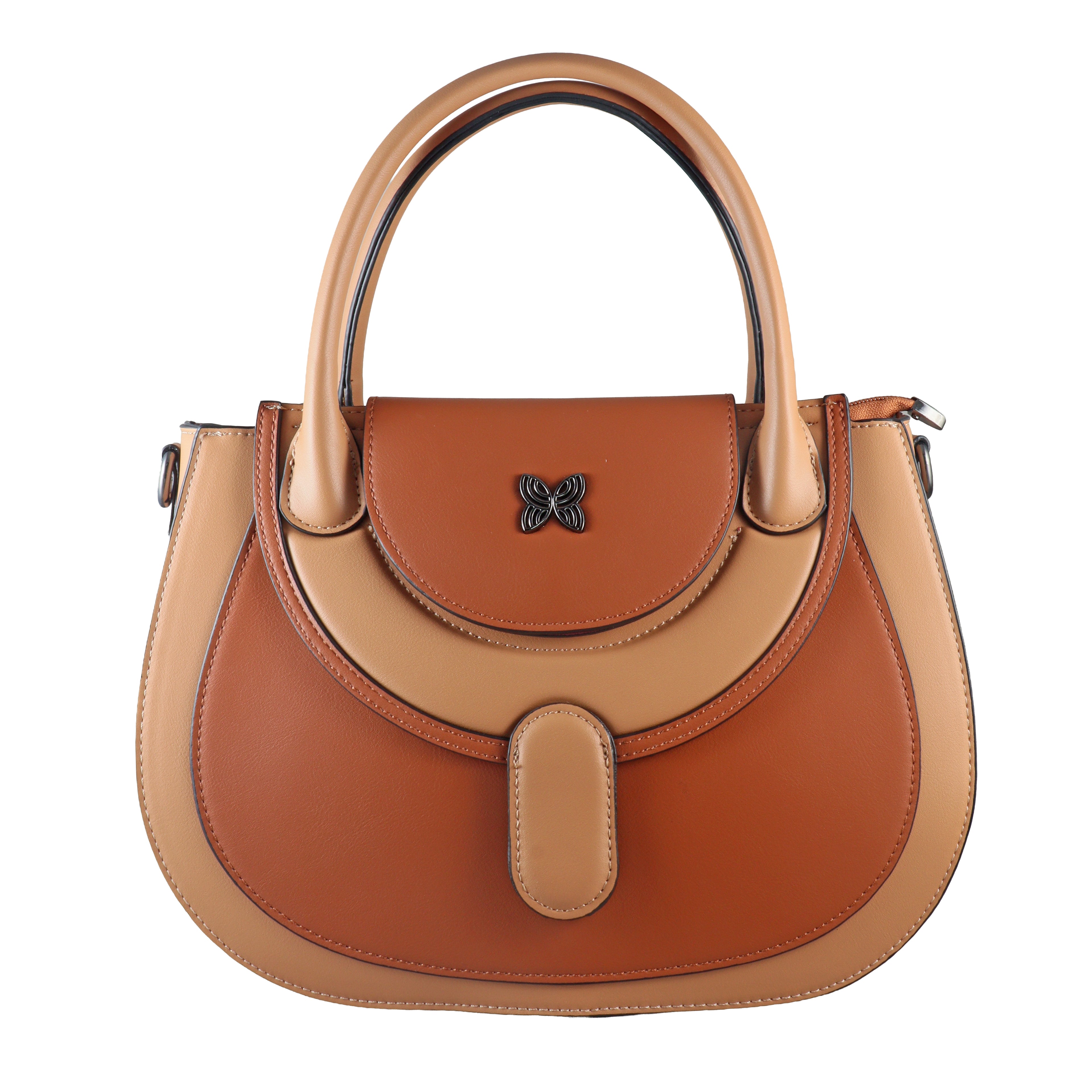 Butterfly Accent Two-Tone Top Handle Satchel
