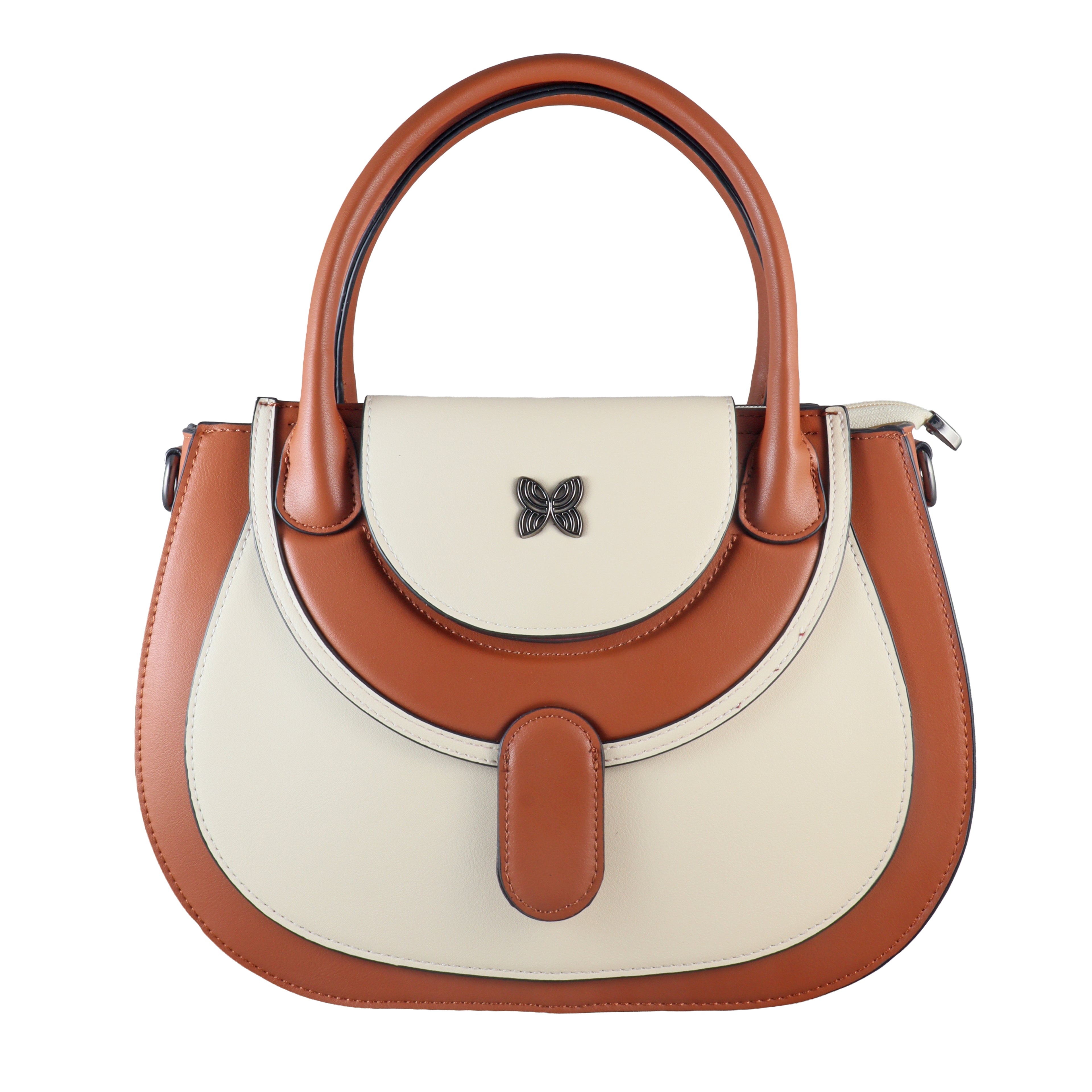 Butterfly Accent Two-Tone Top Handle Satchel