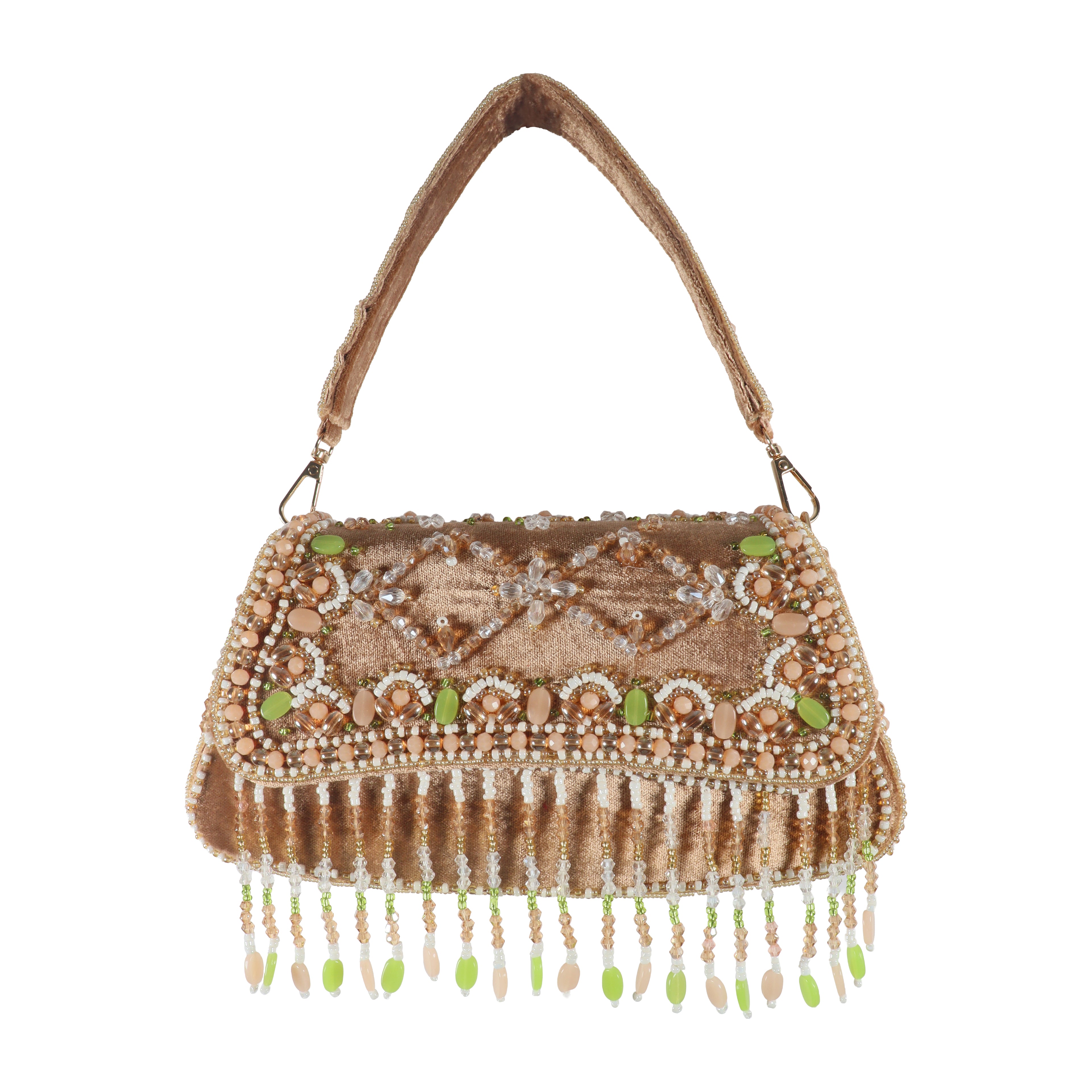 Bridal Velvet Flap Bag with Intricate Hand Embroidery
