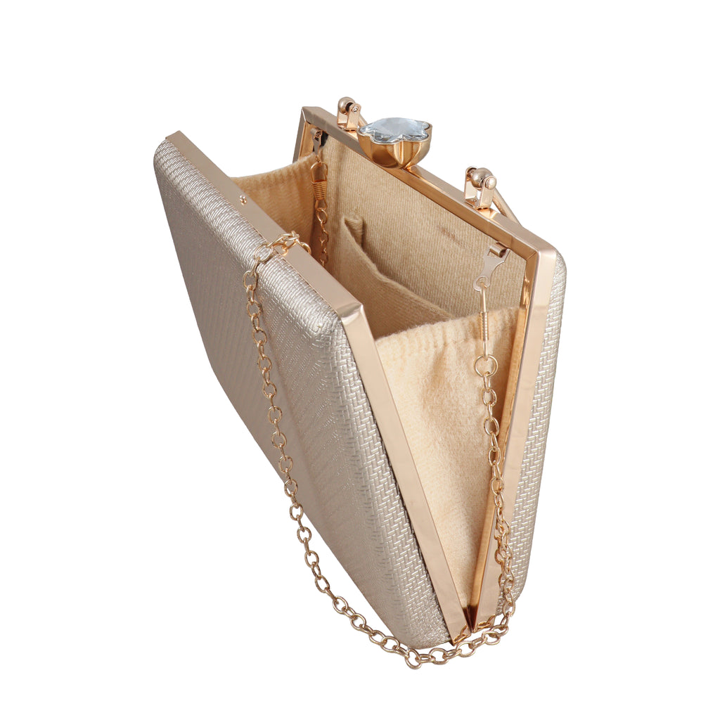 Minimal Metallic Box Clutch with Top Handle