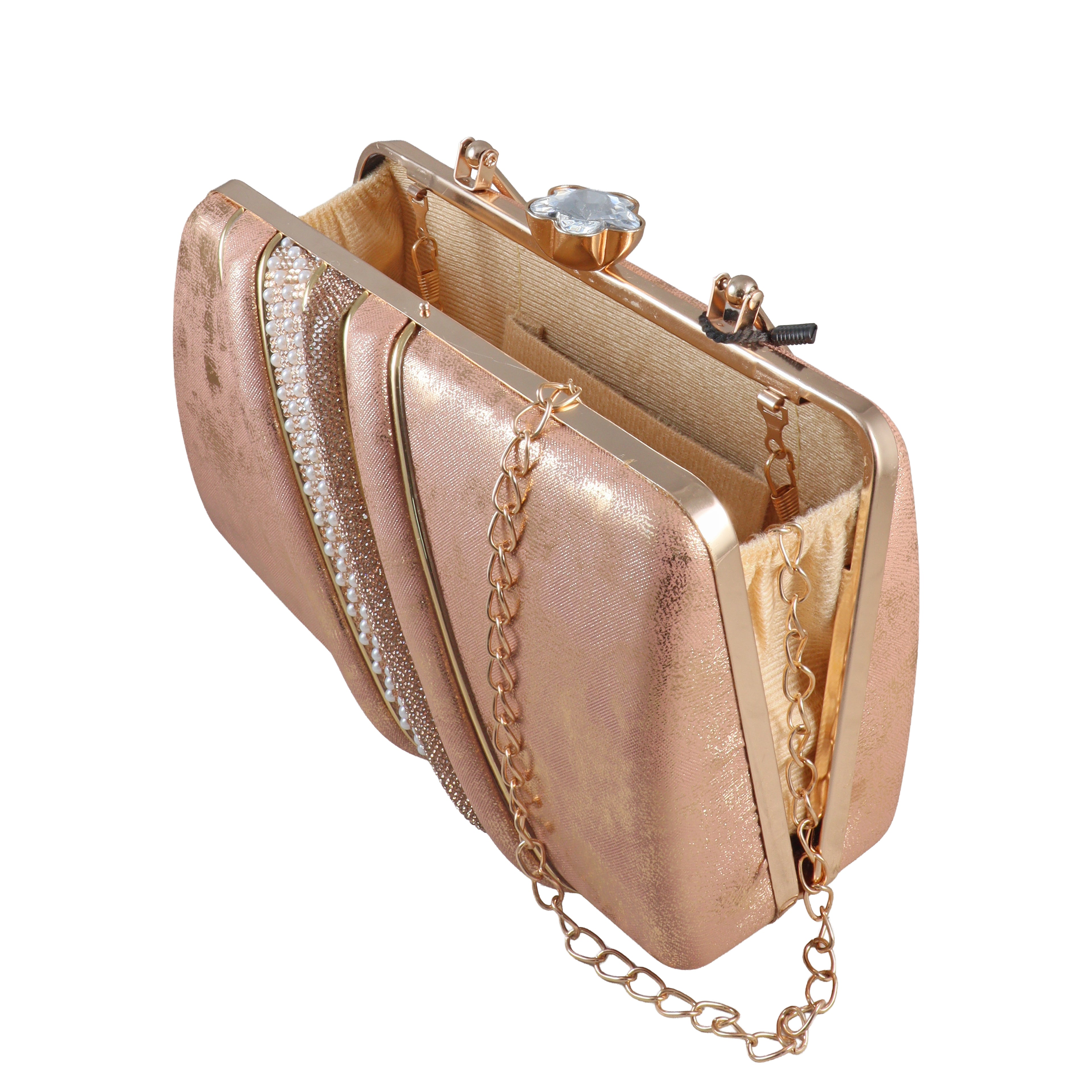 Radiant Pearl & Crystal Embellished Party Clutch