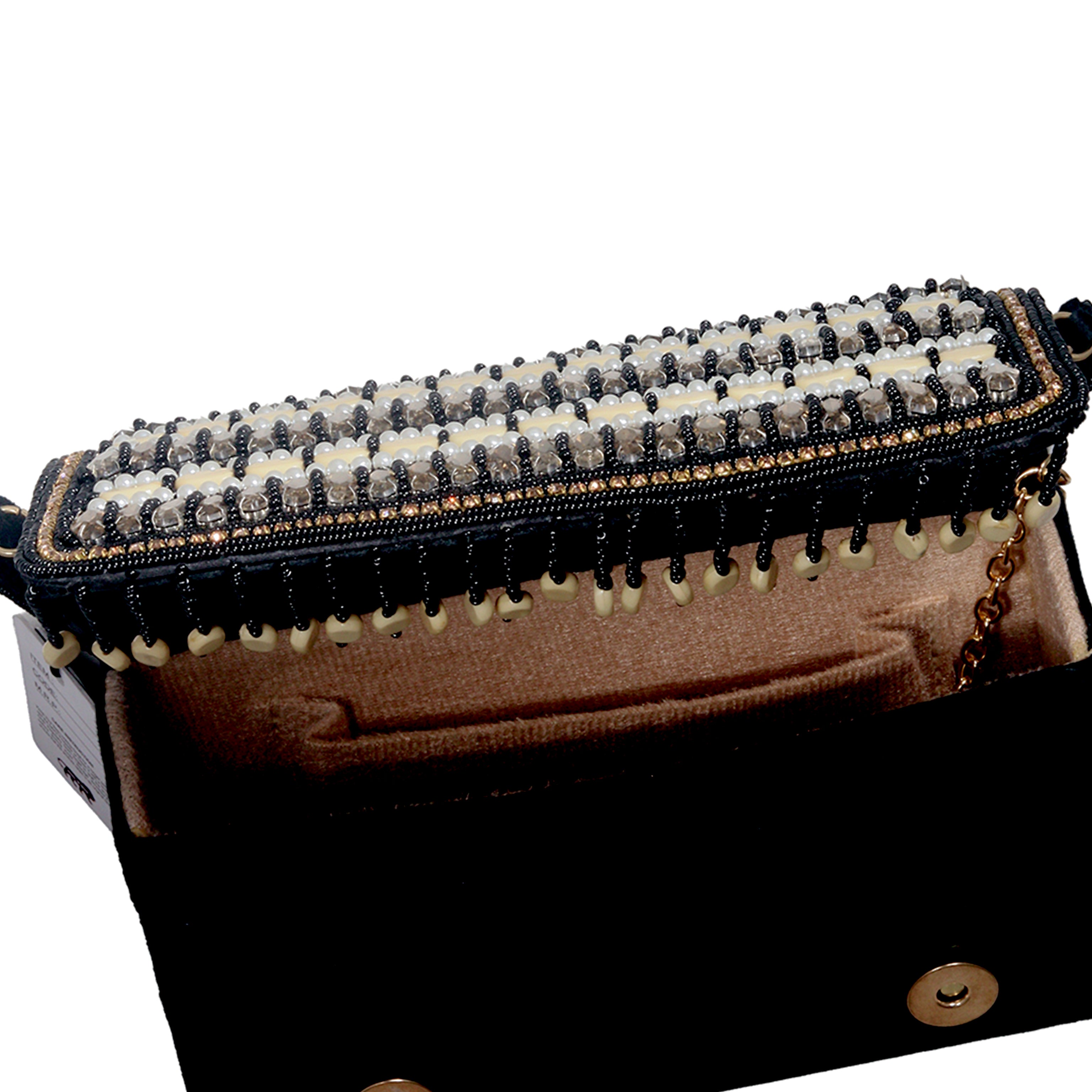 Handcrafted Pearl & Crystal Festive Evening Bag